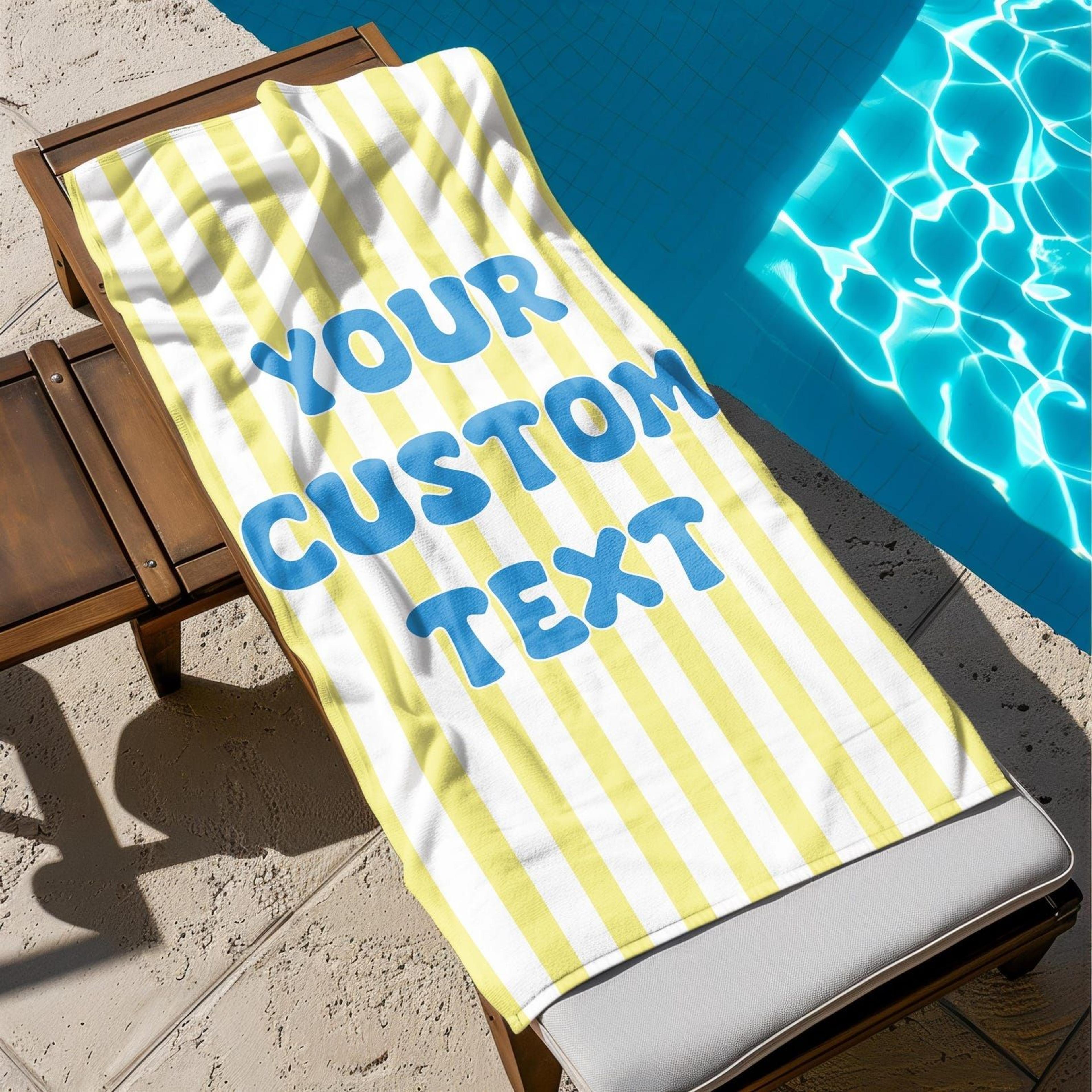 personalized monogram beach towel – custom name pool towel for bridesmaids, girls trips & kids