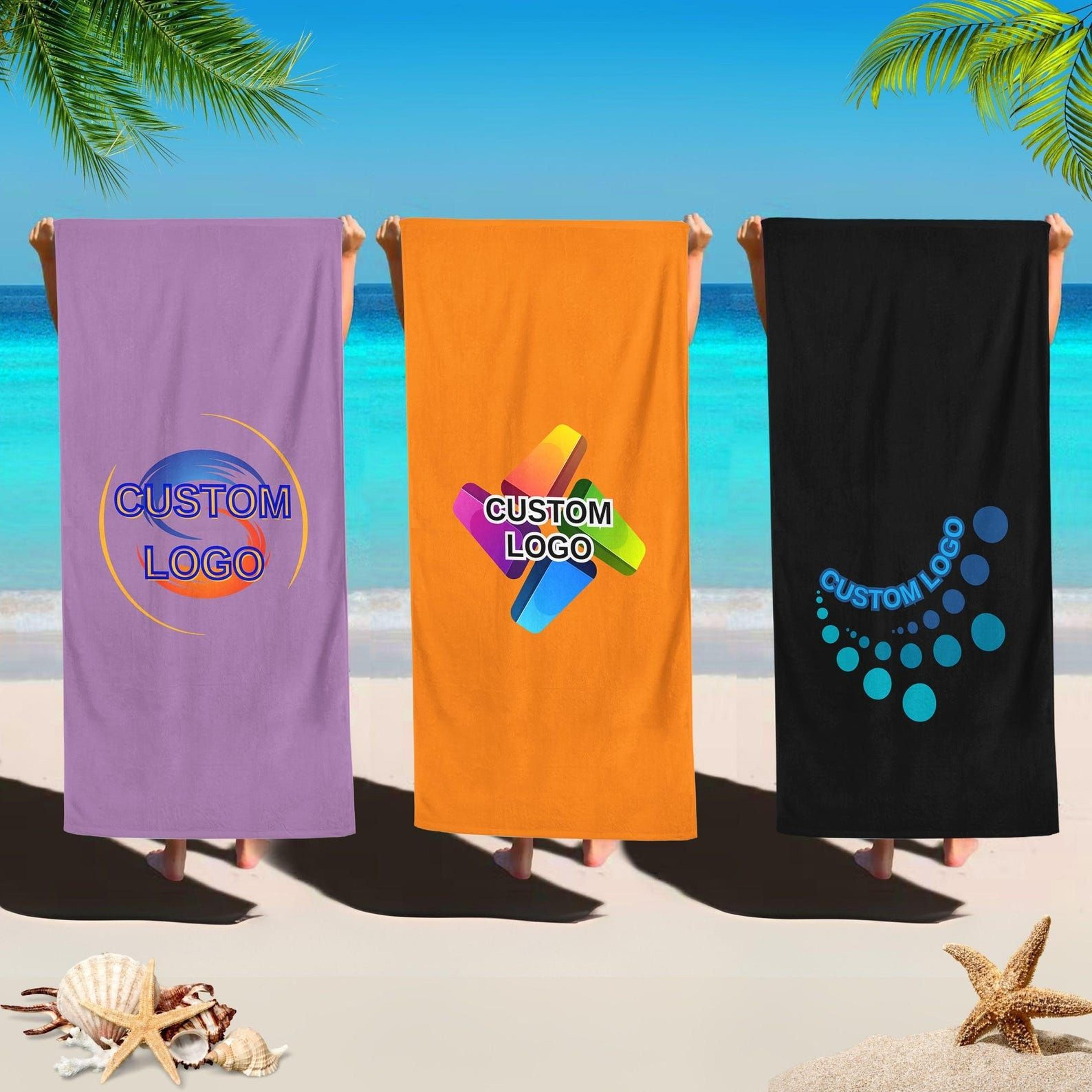 custom logo beach towel for business branding – personalized corporate gift promotional pool towel