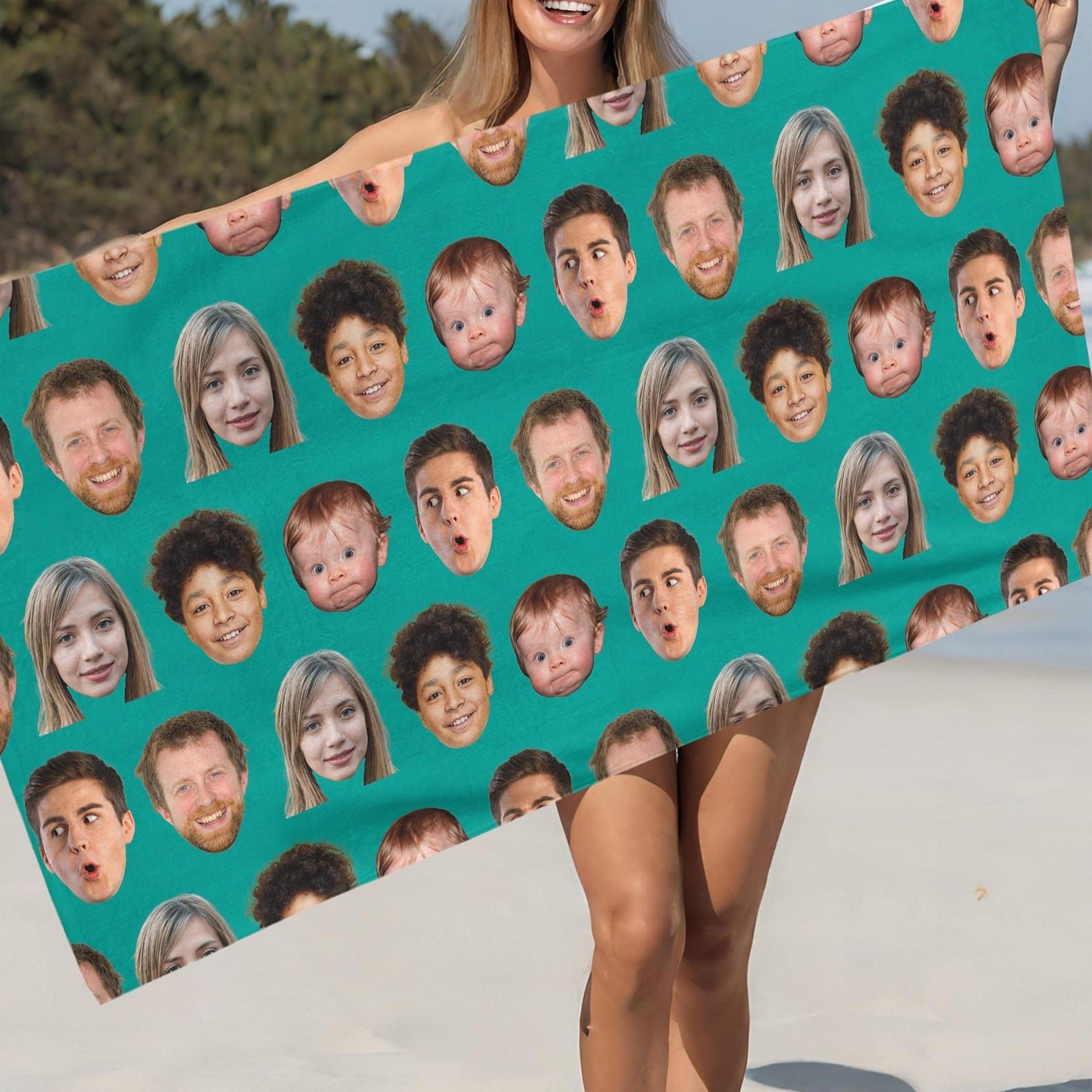 personalized face beach towel with custom photo – funny dad gift for beach trips, pool days & summer vacations