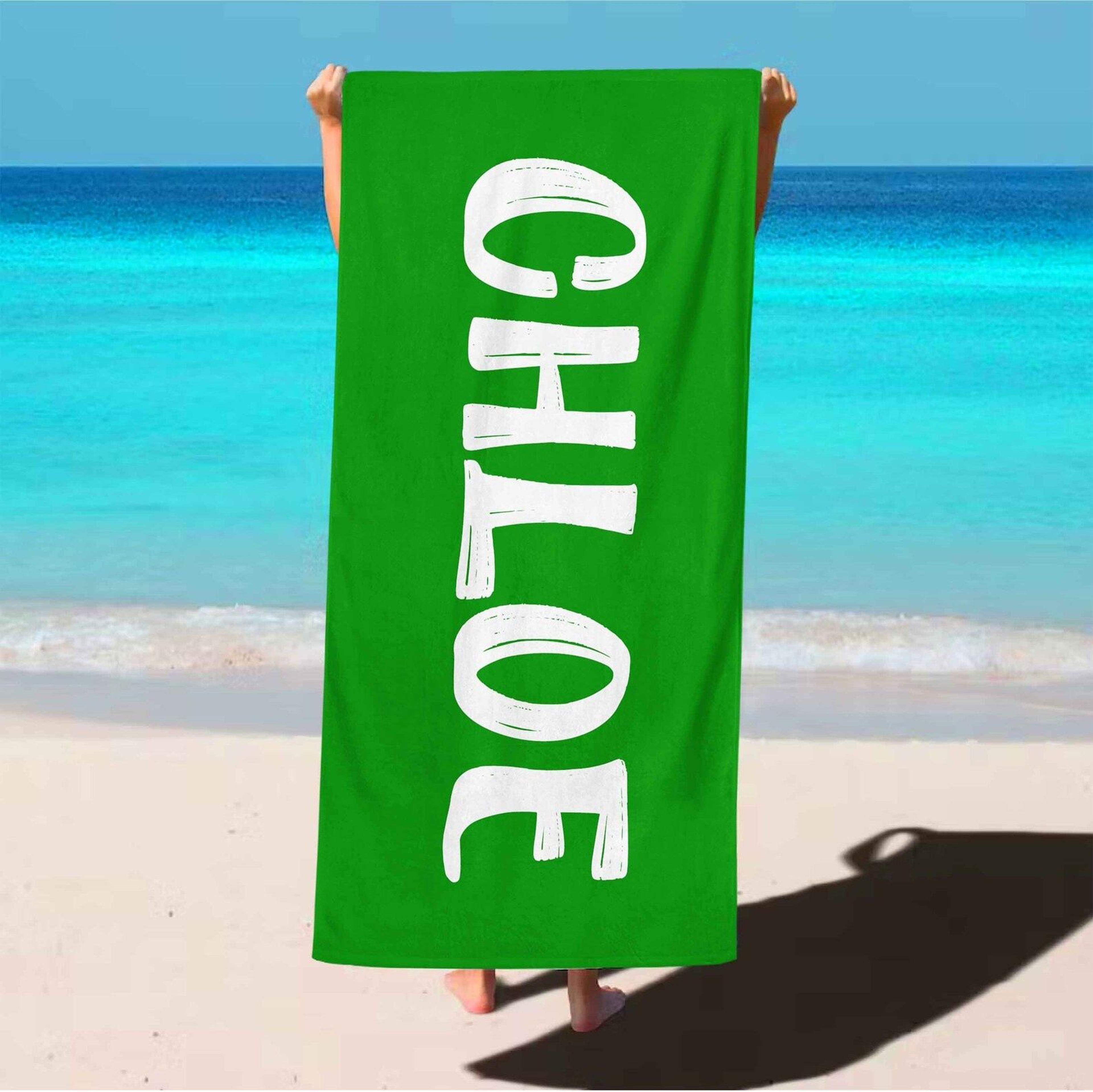 personalized name beach towel – custom pool & vacation towel gift for kids and adults