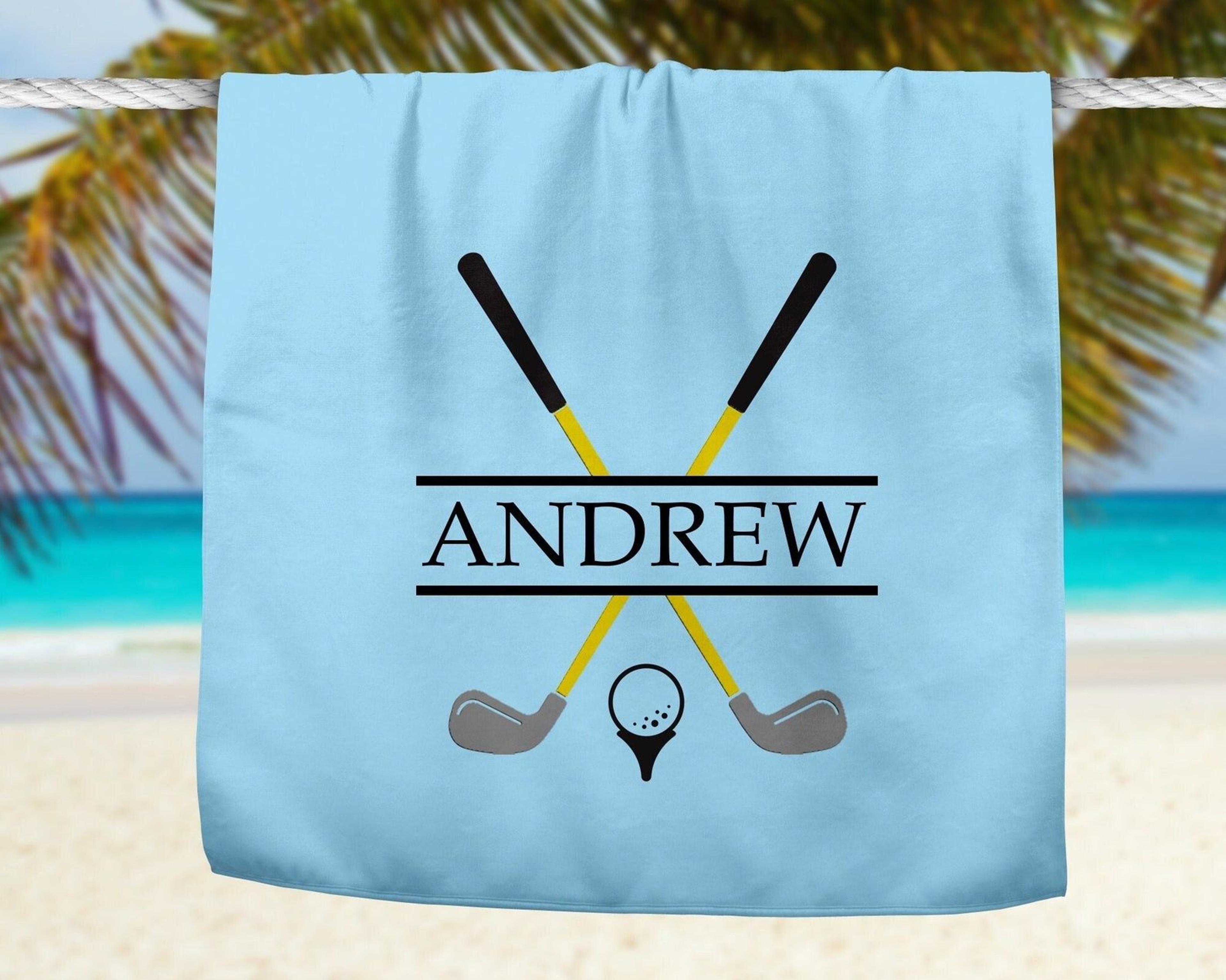 personalized golf beach towel – custom name golf towel gift for golf lovers