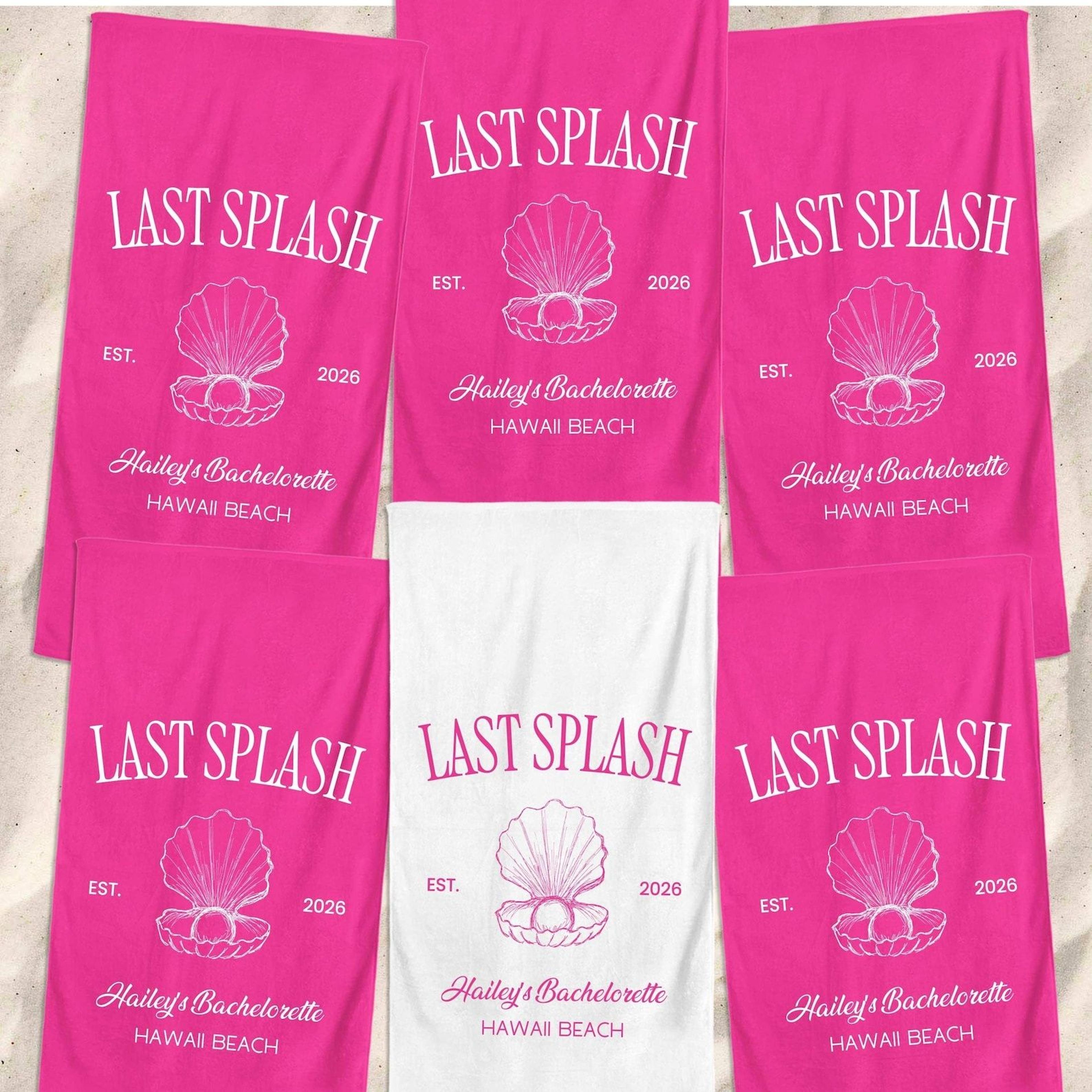 last splash personalized beach towel – custom bachelorette party favor for bride & bridesmaids