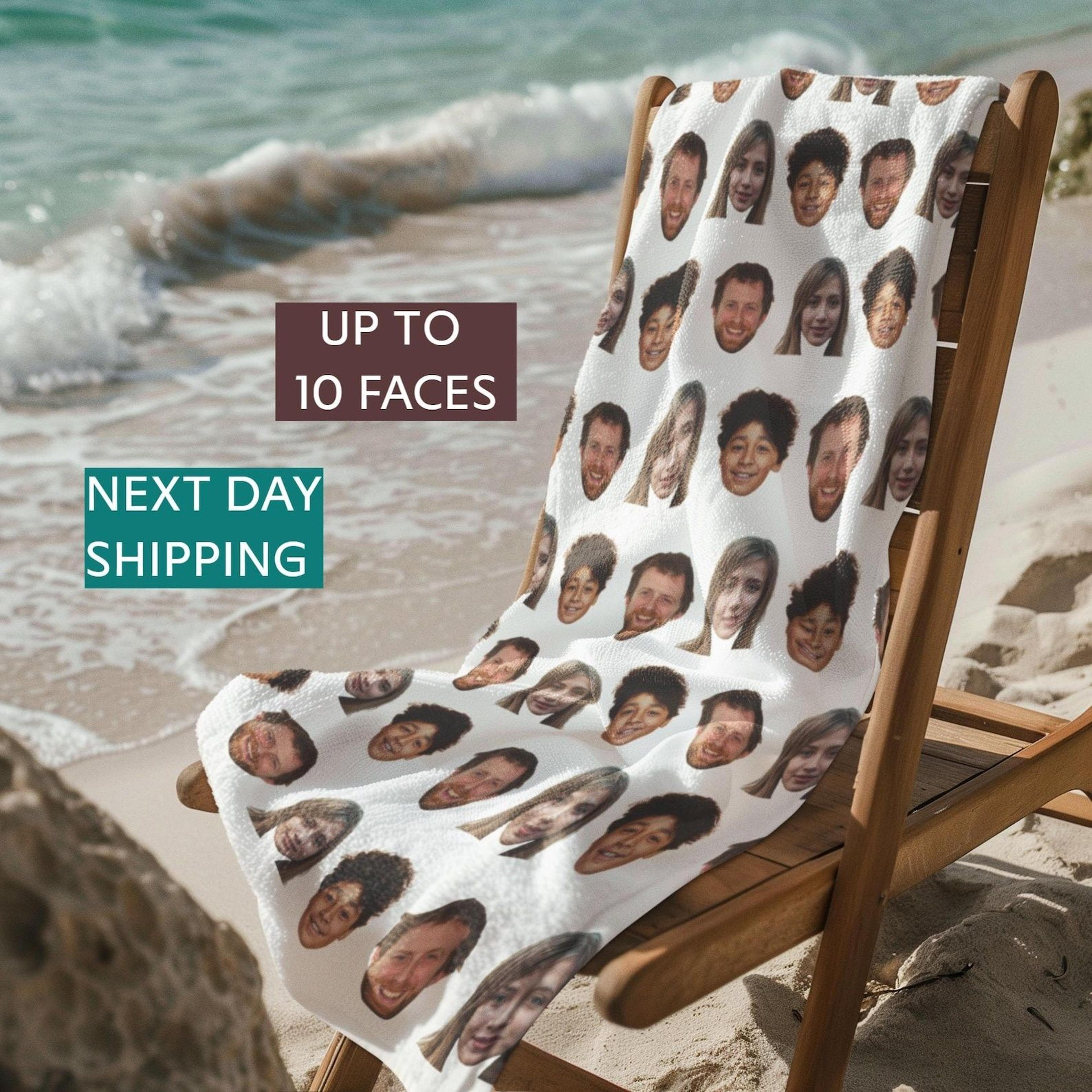 custom photo beach towel – personalized family vacation towel with picture & name