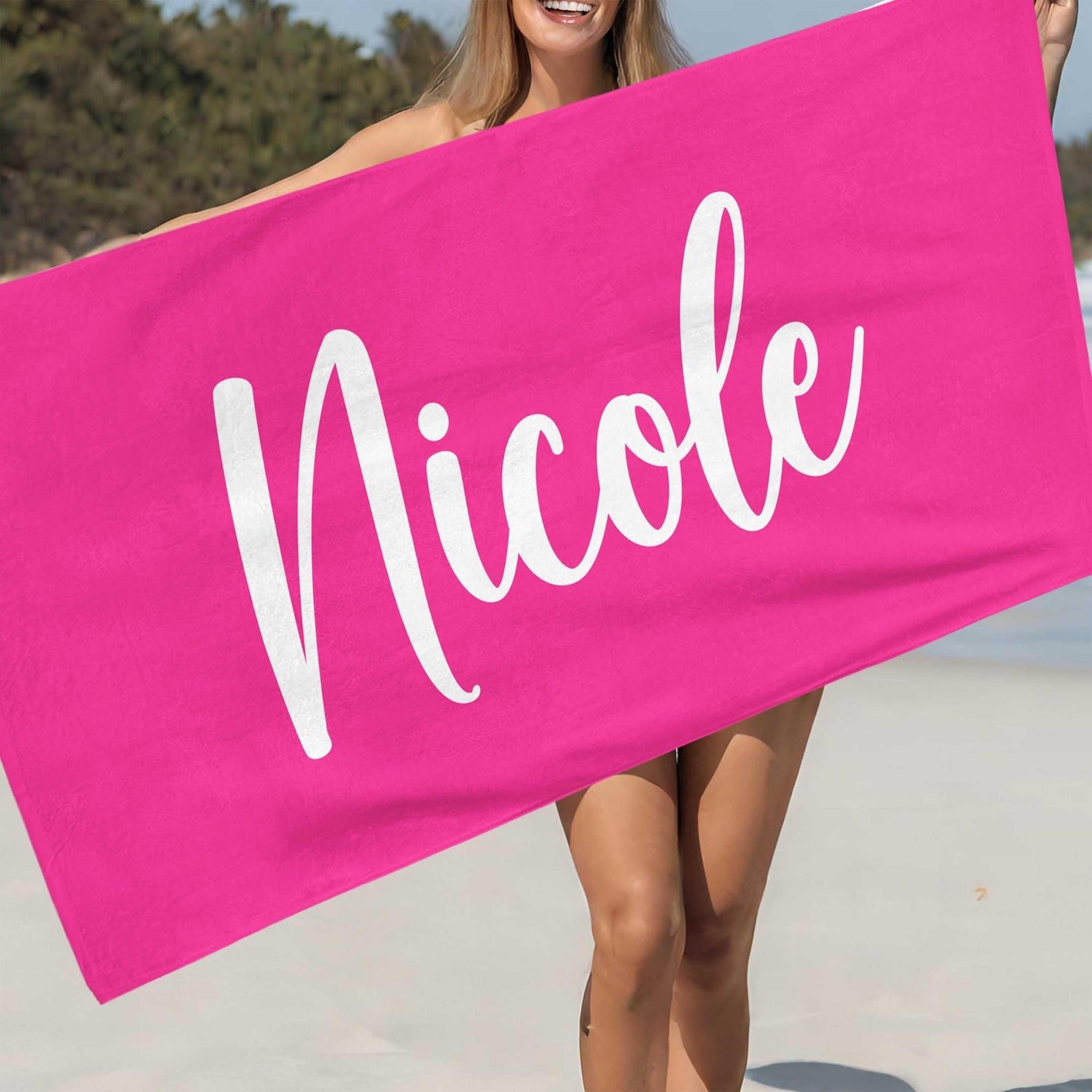 personalized beach towel with custom name – soft pool & summer vacation gift