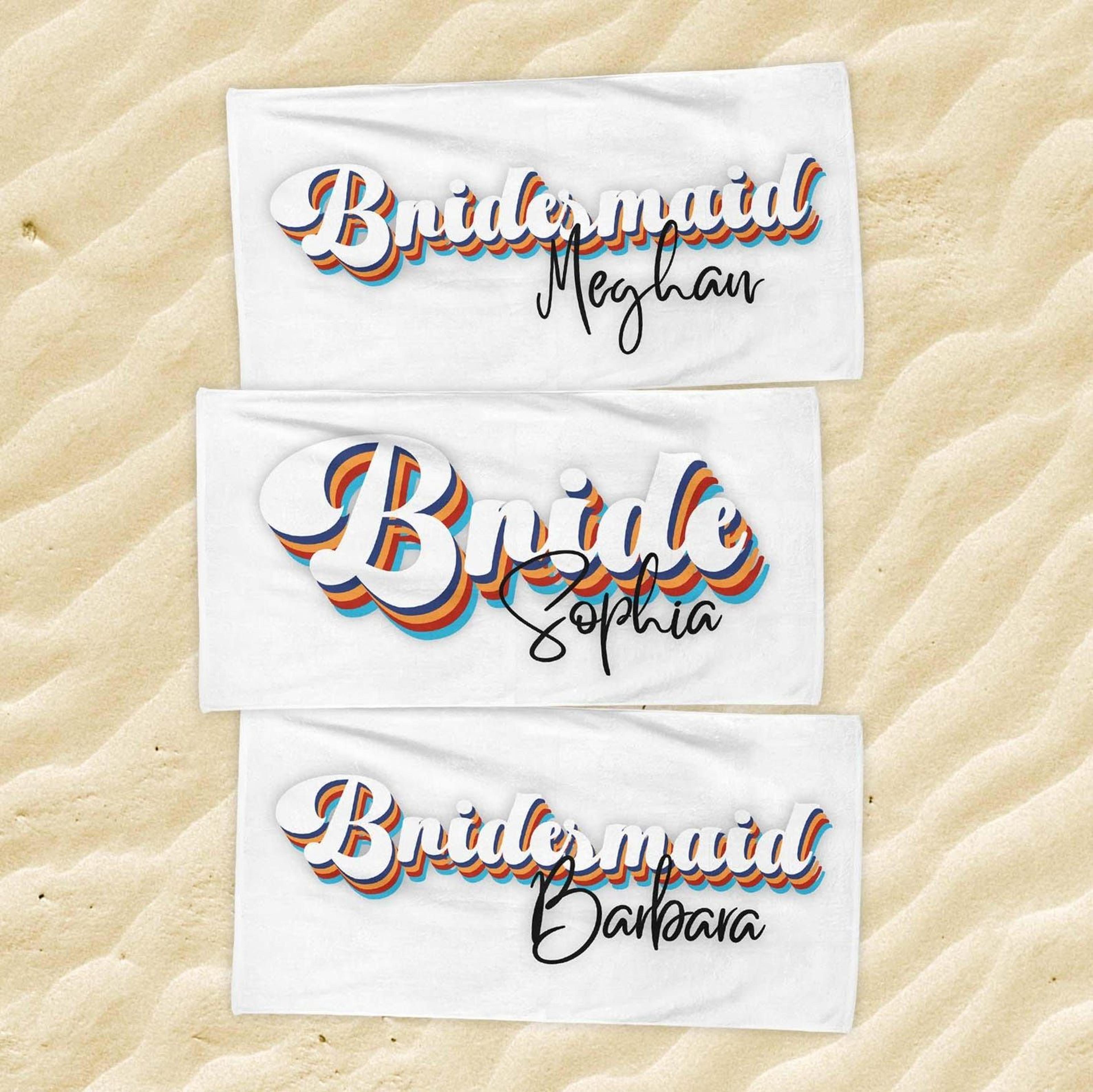 personalized beach towel for bachelorette party – custom bridal party gift for bride & bridesmaids