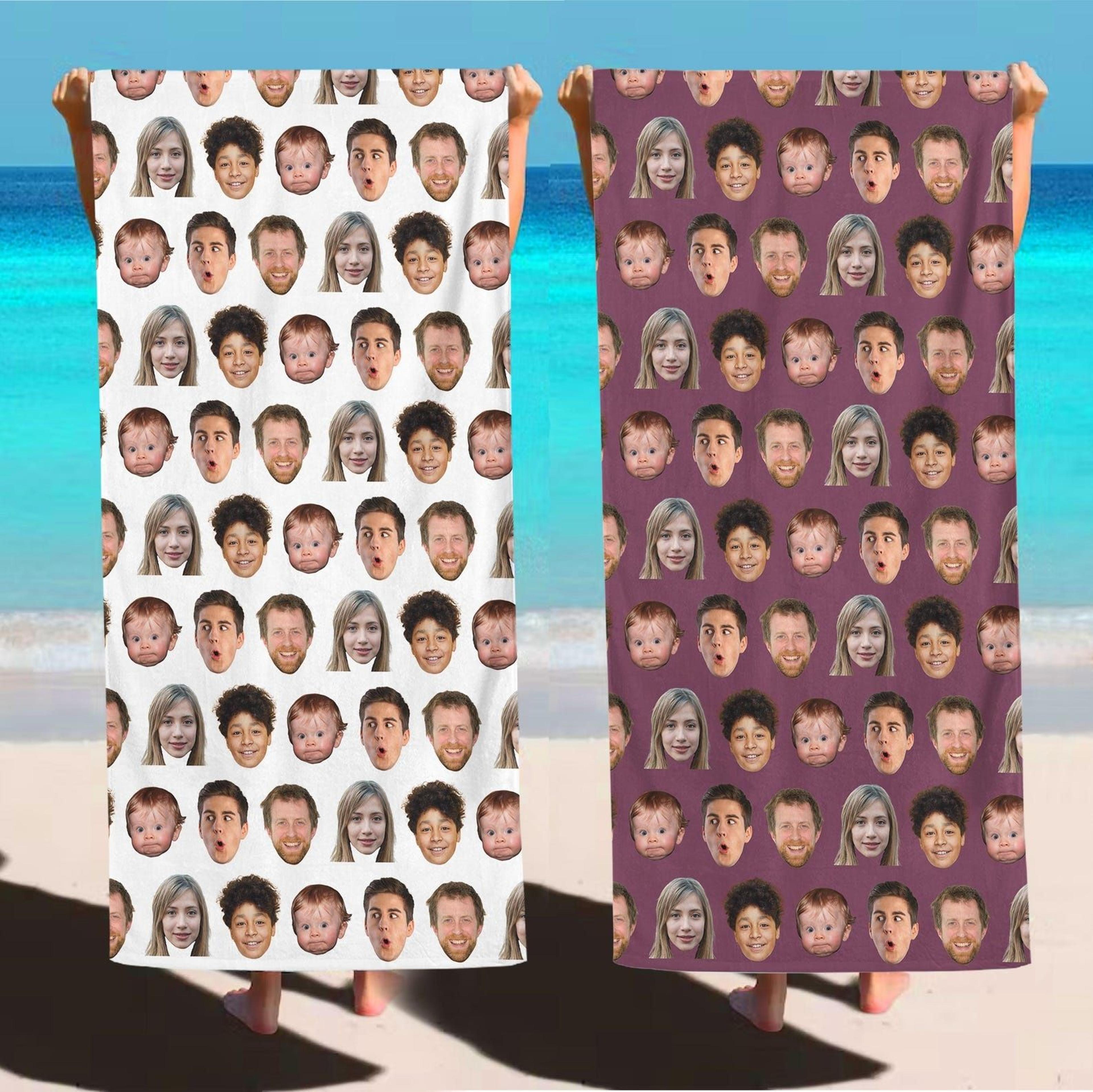custom photo beach towel – personalized summer vacation towel with picture & name