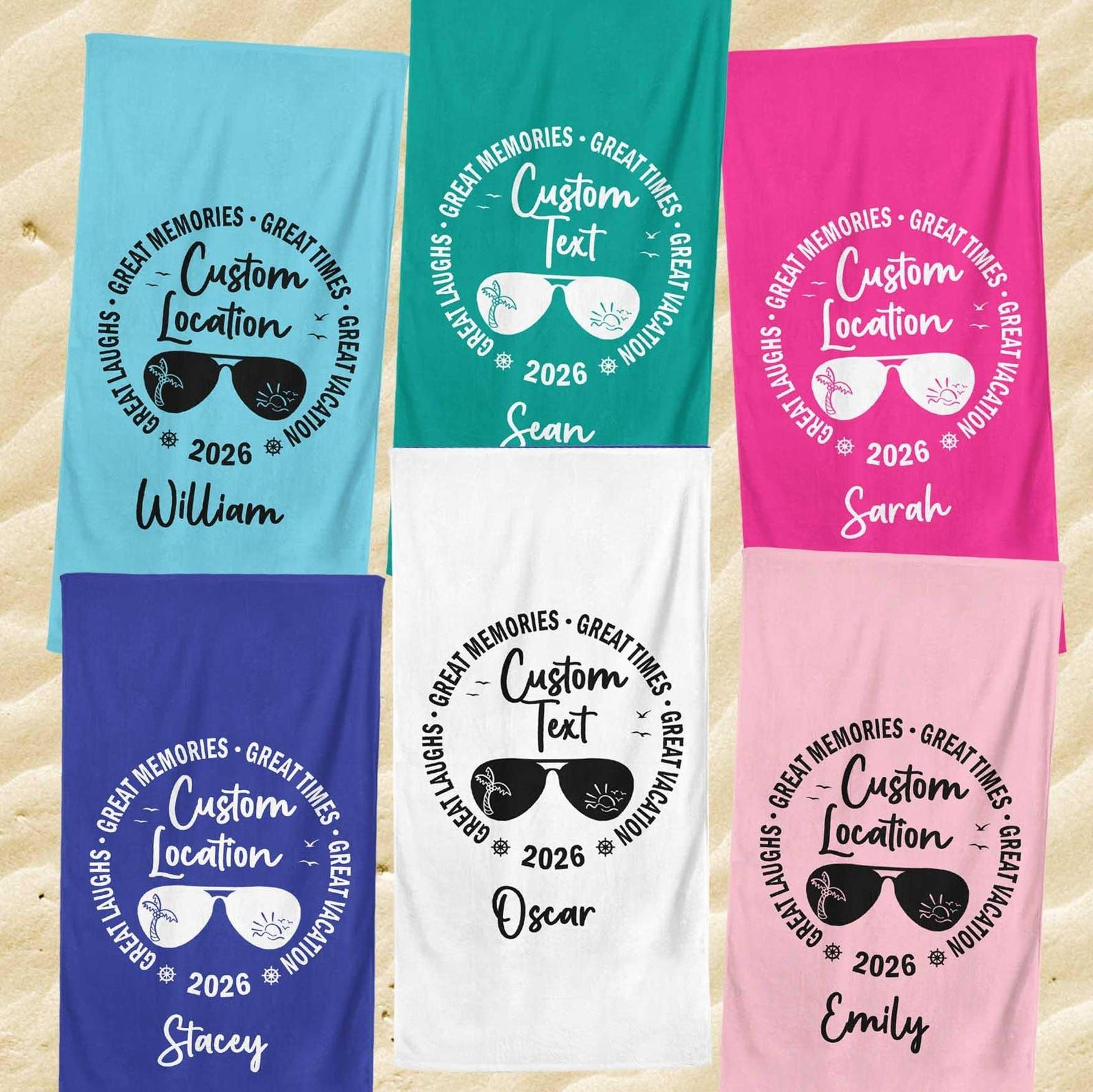 personalized beach towel – custom name summer vacation & poolside gift