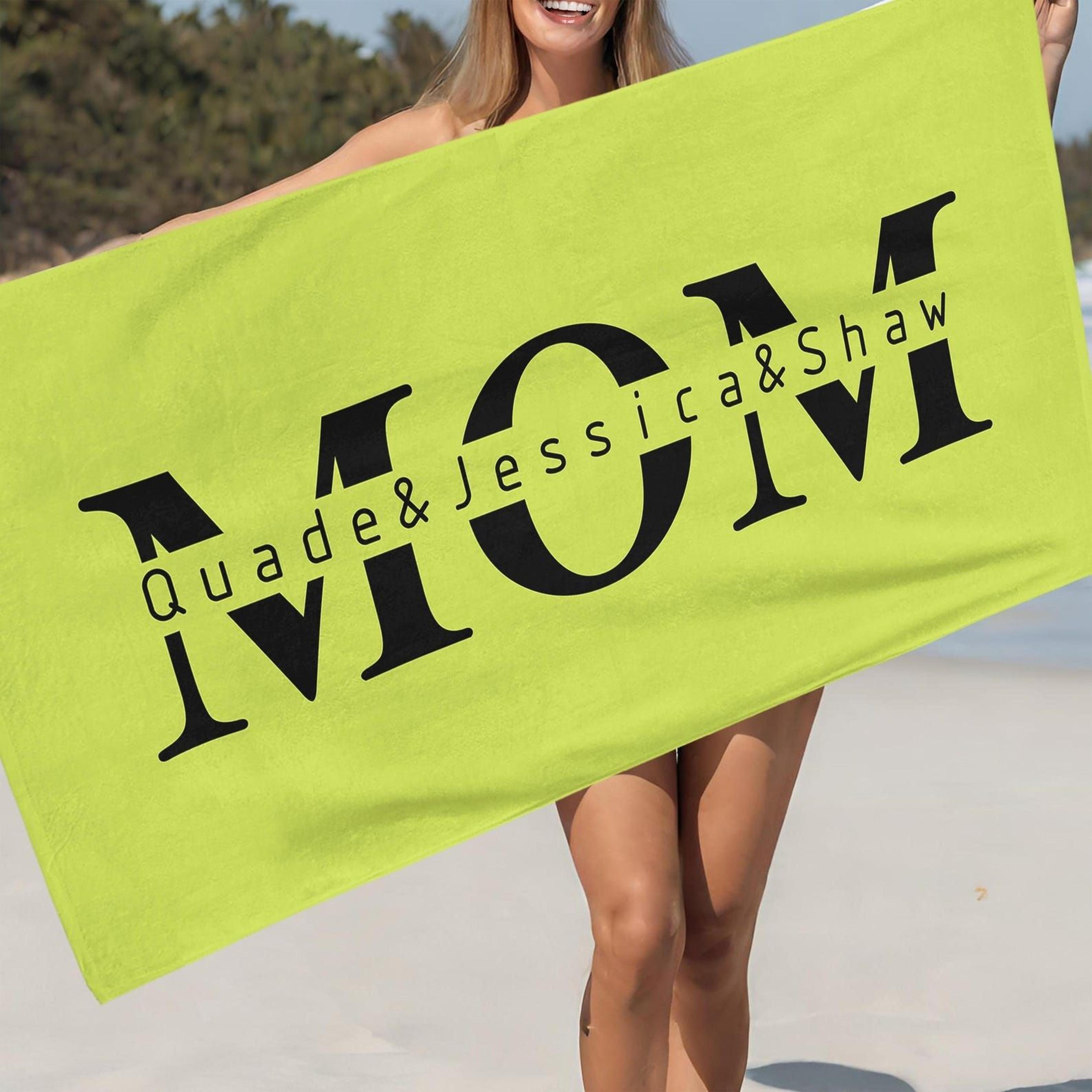 personalized beach towel for mom – custom name pool & vacation gift for mothers