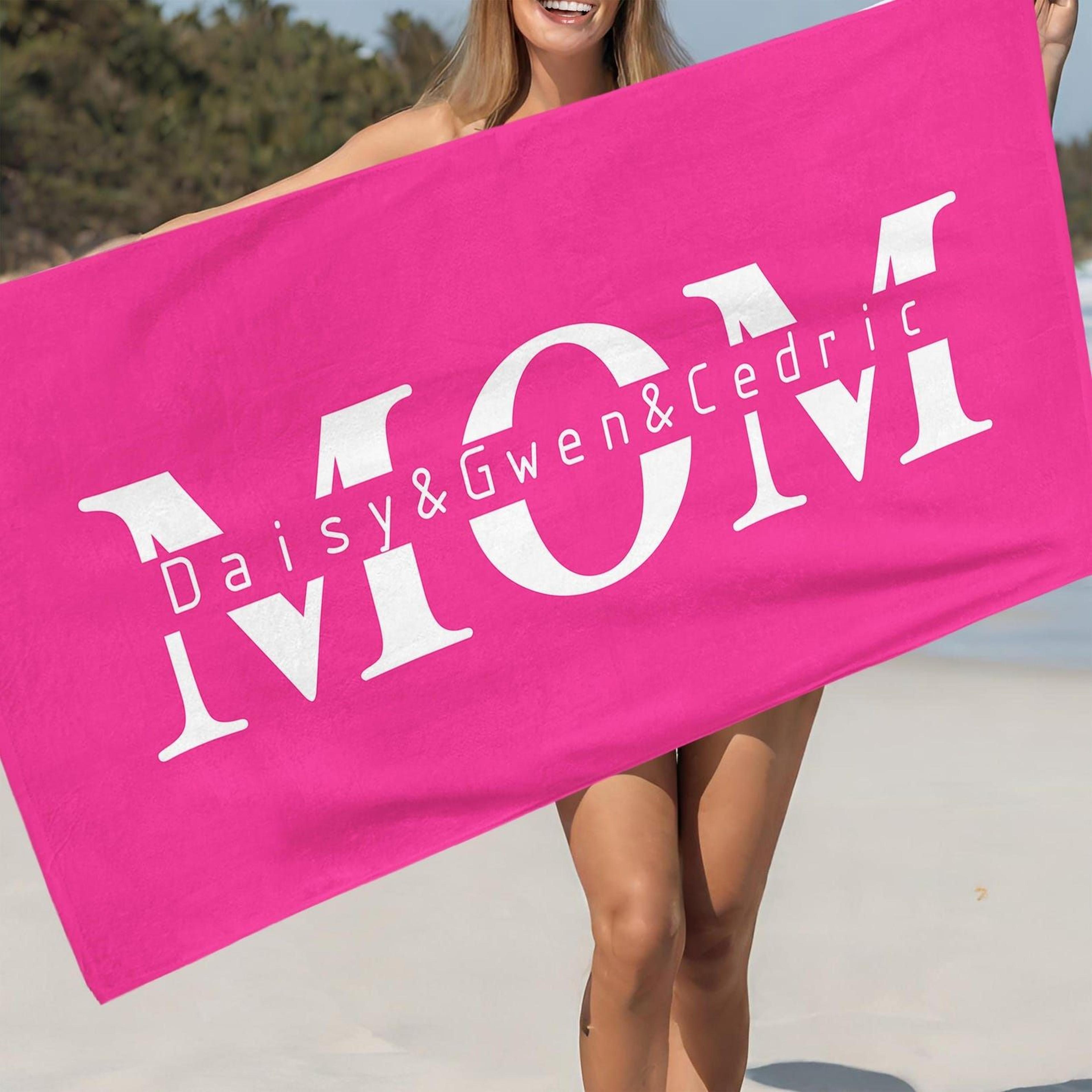 personalized mom beach towel – custom mother's day gift with name for beach & pool days