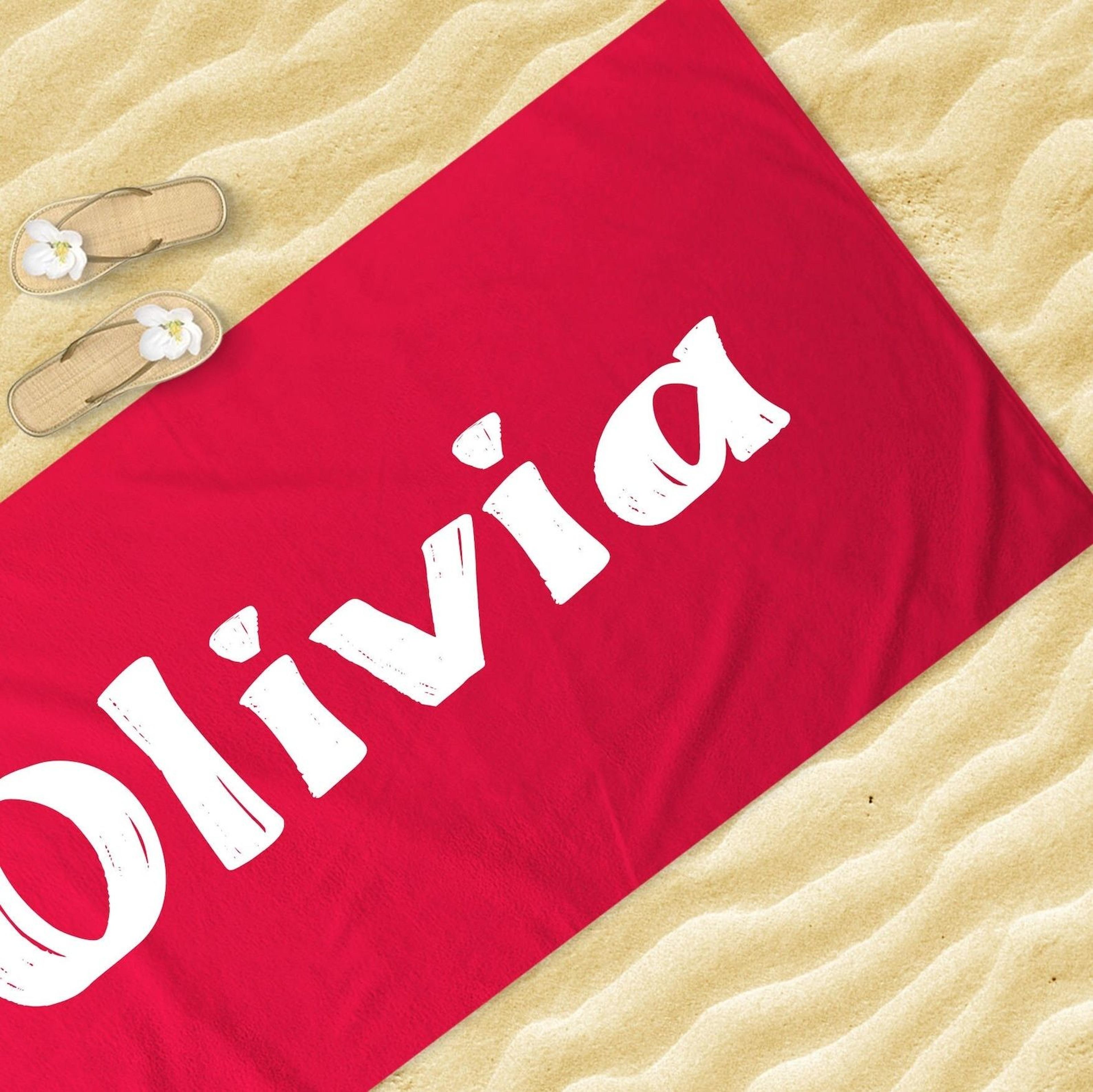 personalized beach towel with custom monogram – bridesmaid gift & vacation pool towel