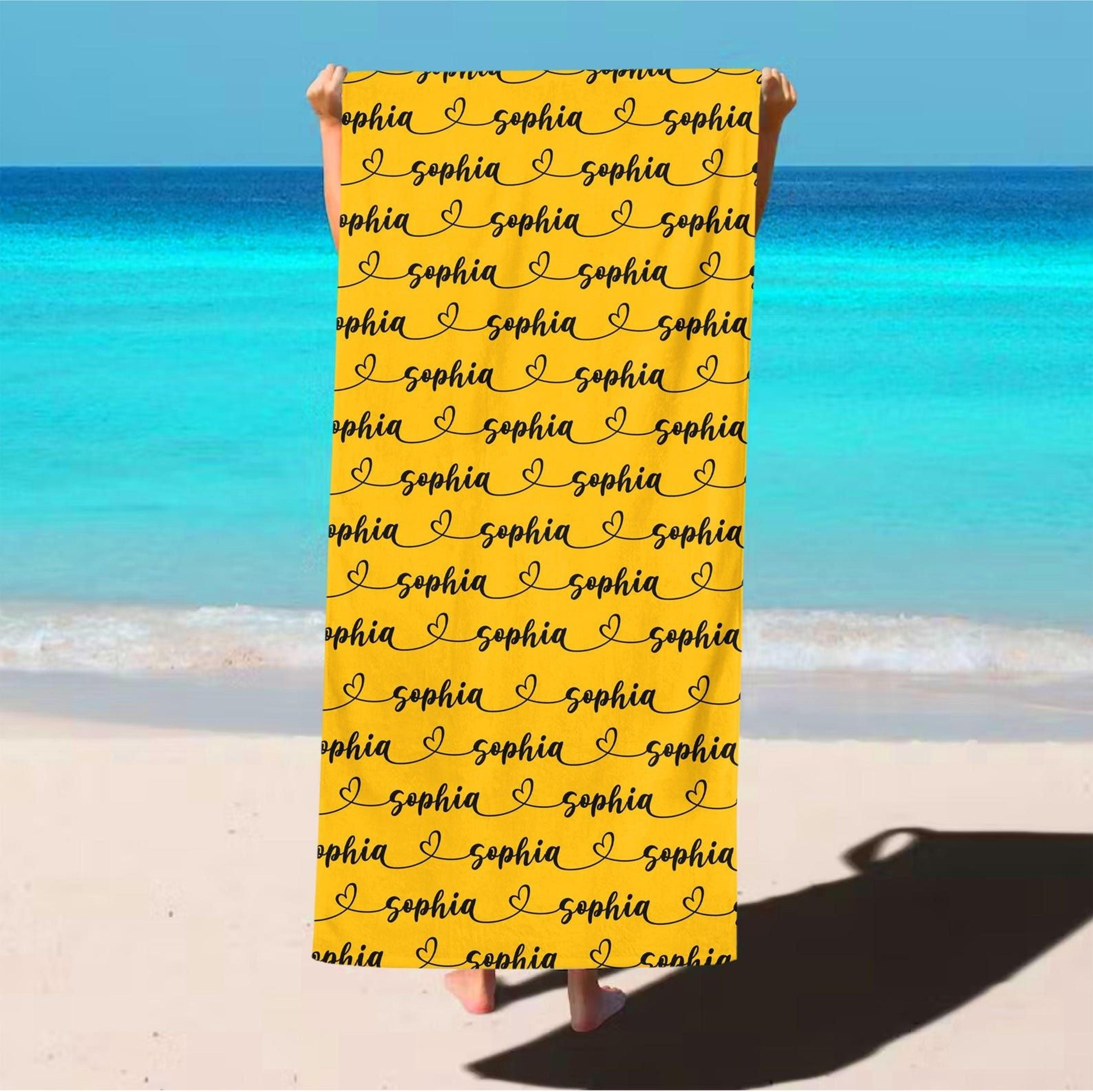 personalized beach towel with custom name – summer vacation & pool gift