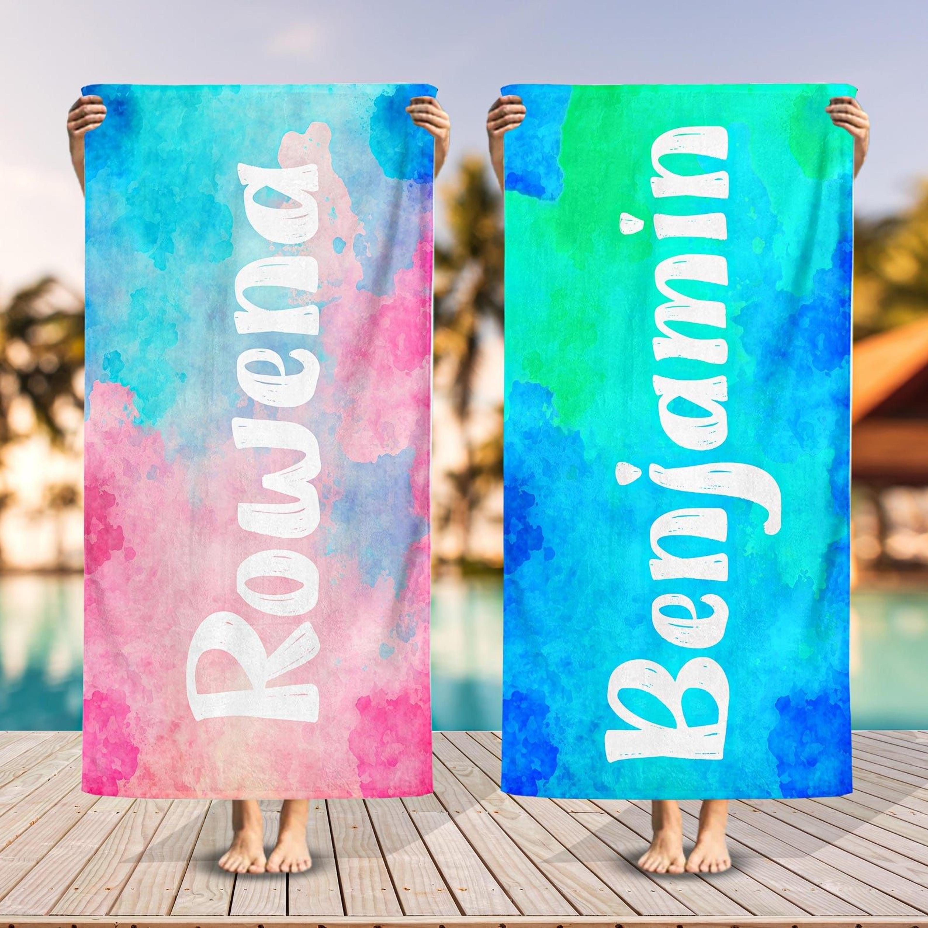personalized beach towel with custom name – beach trip & summer vacation gift