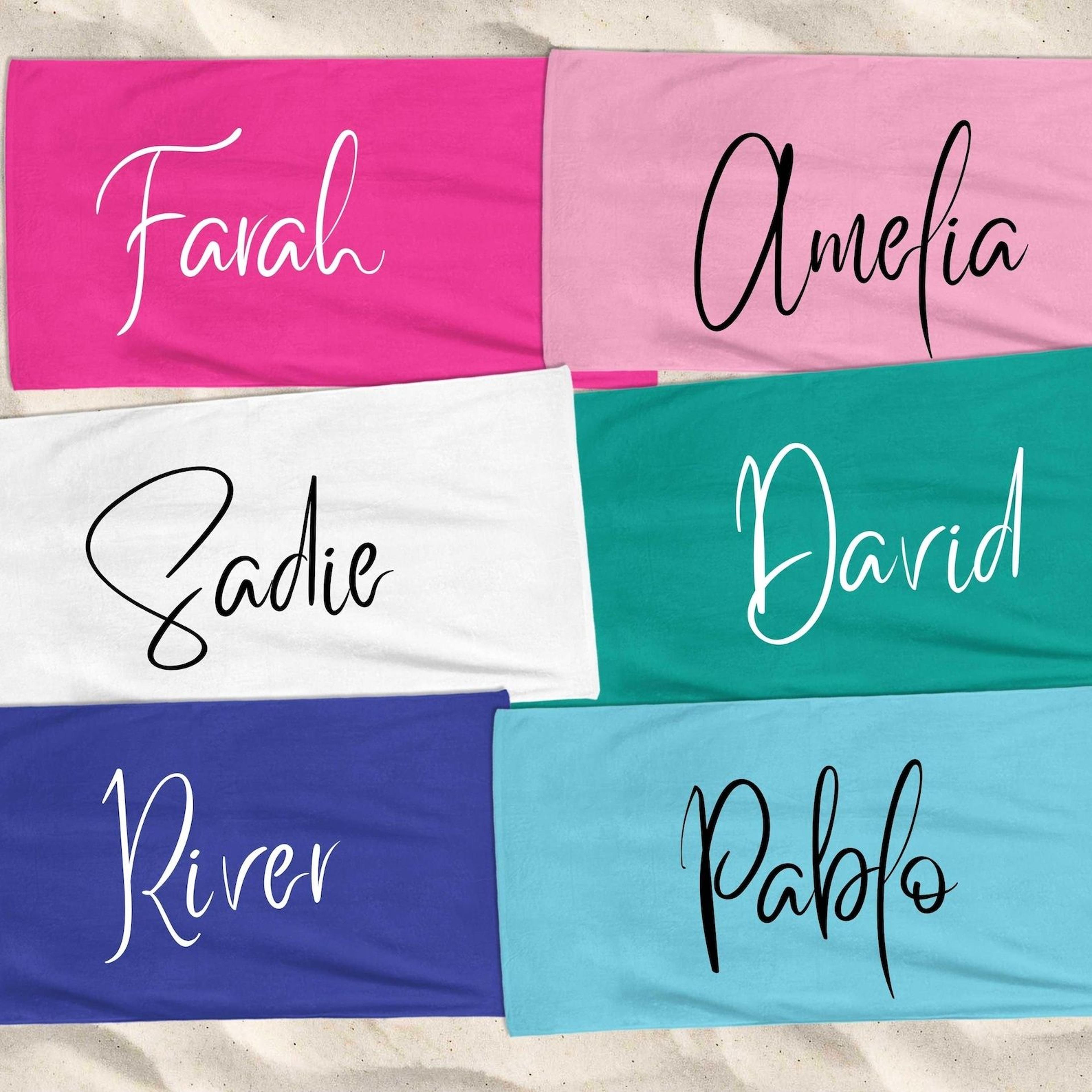 custom monogram beach towel – personalized aloha hawaiian vacation gift