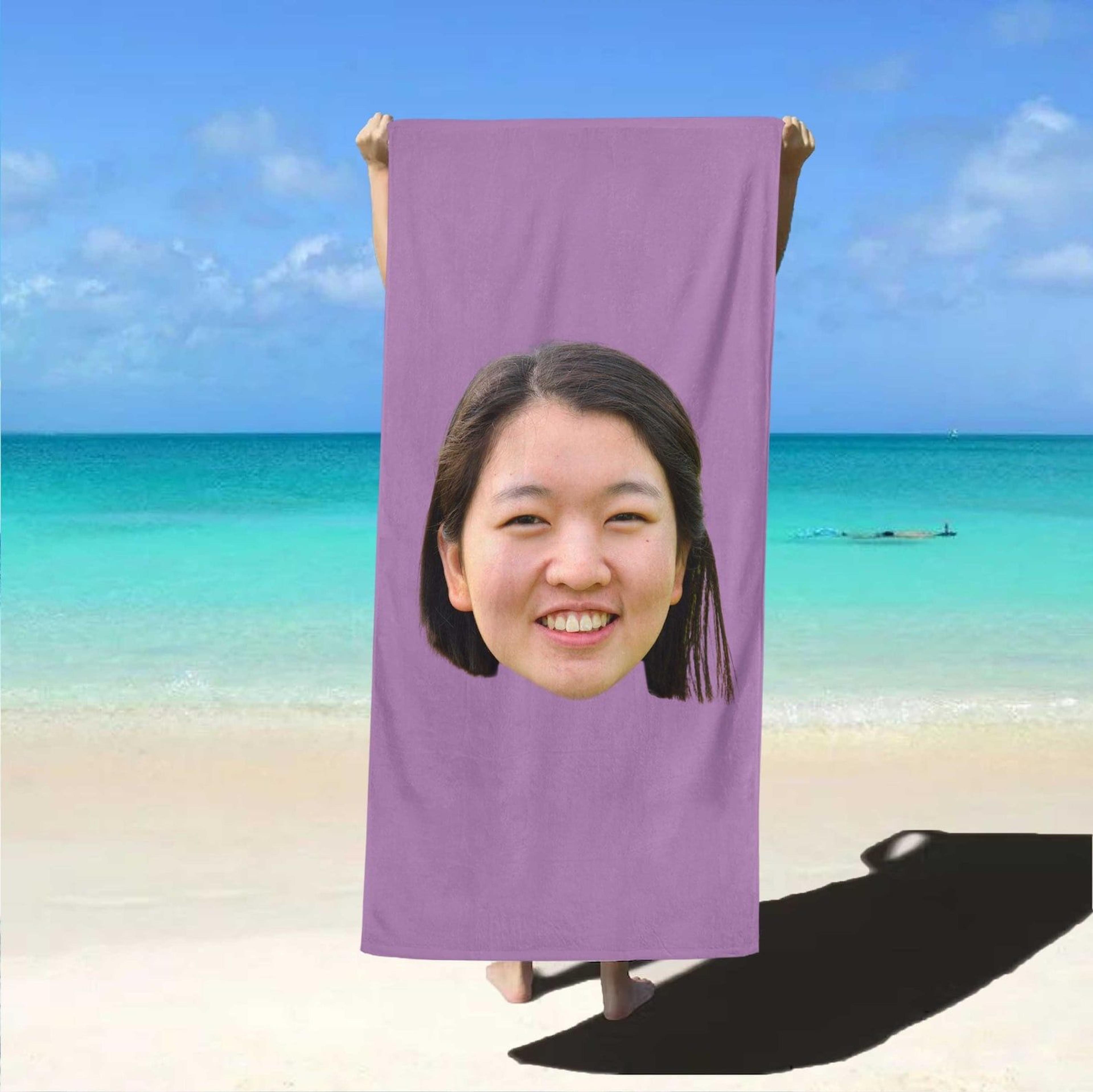 custom face beach towel with personalized photo – funny vacation gift for friends & family