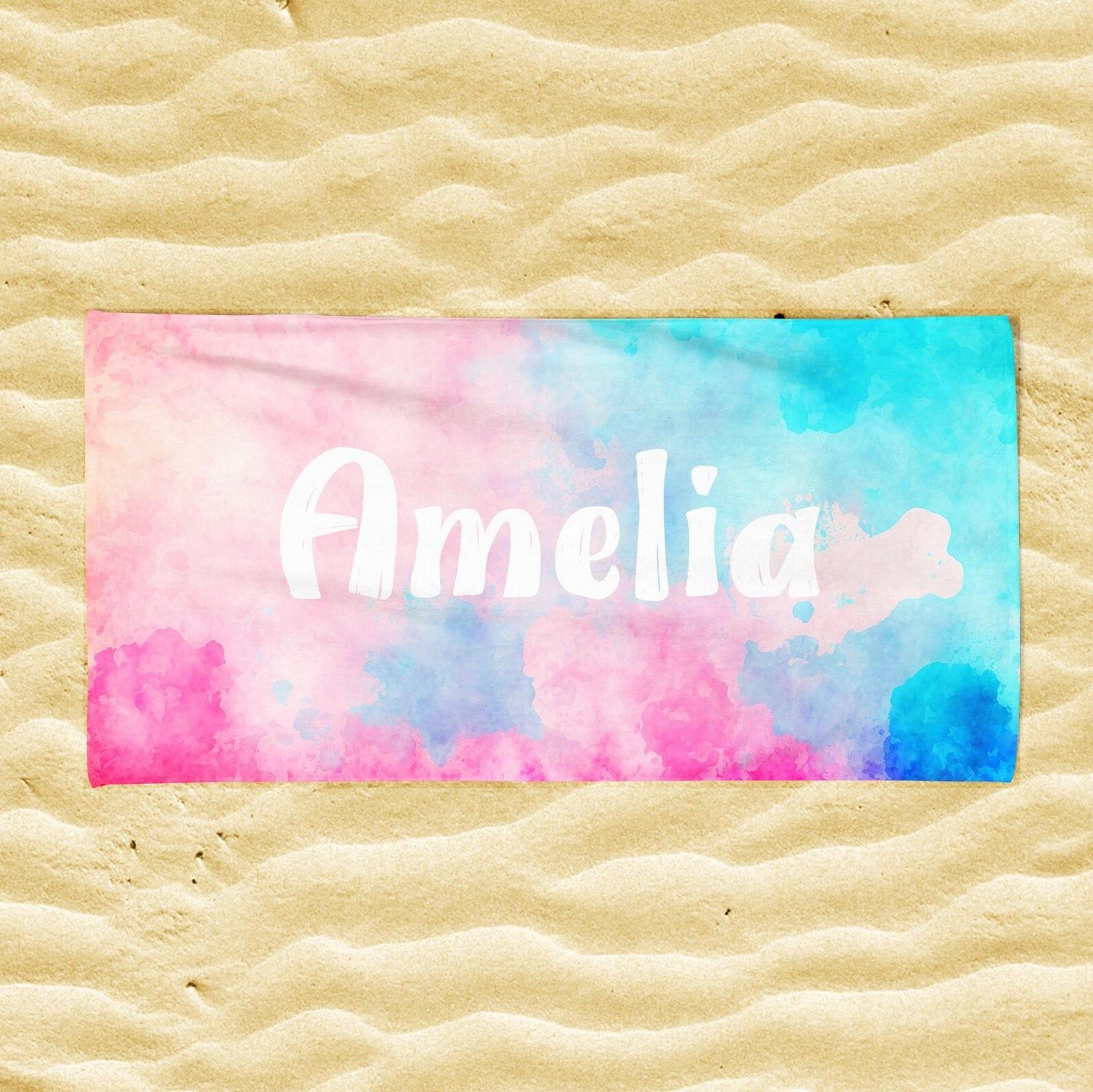 personalized name beach towel with custom name – summer vacation & travel gift