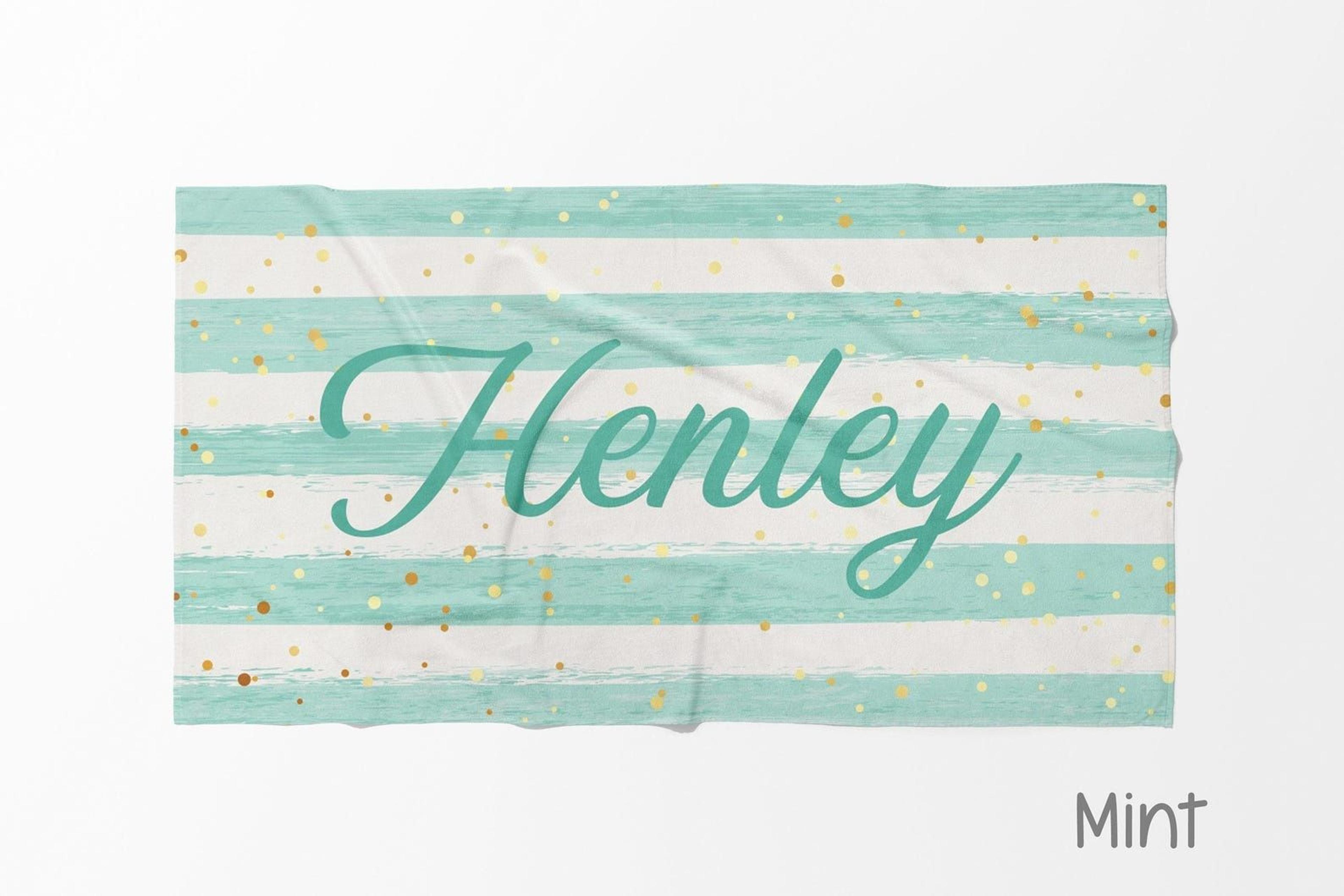 personalized script name beach towel – custom pool towel for beach, spa & vacation gifts