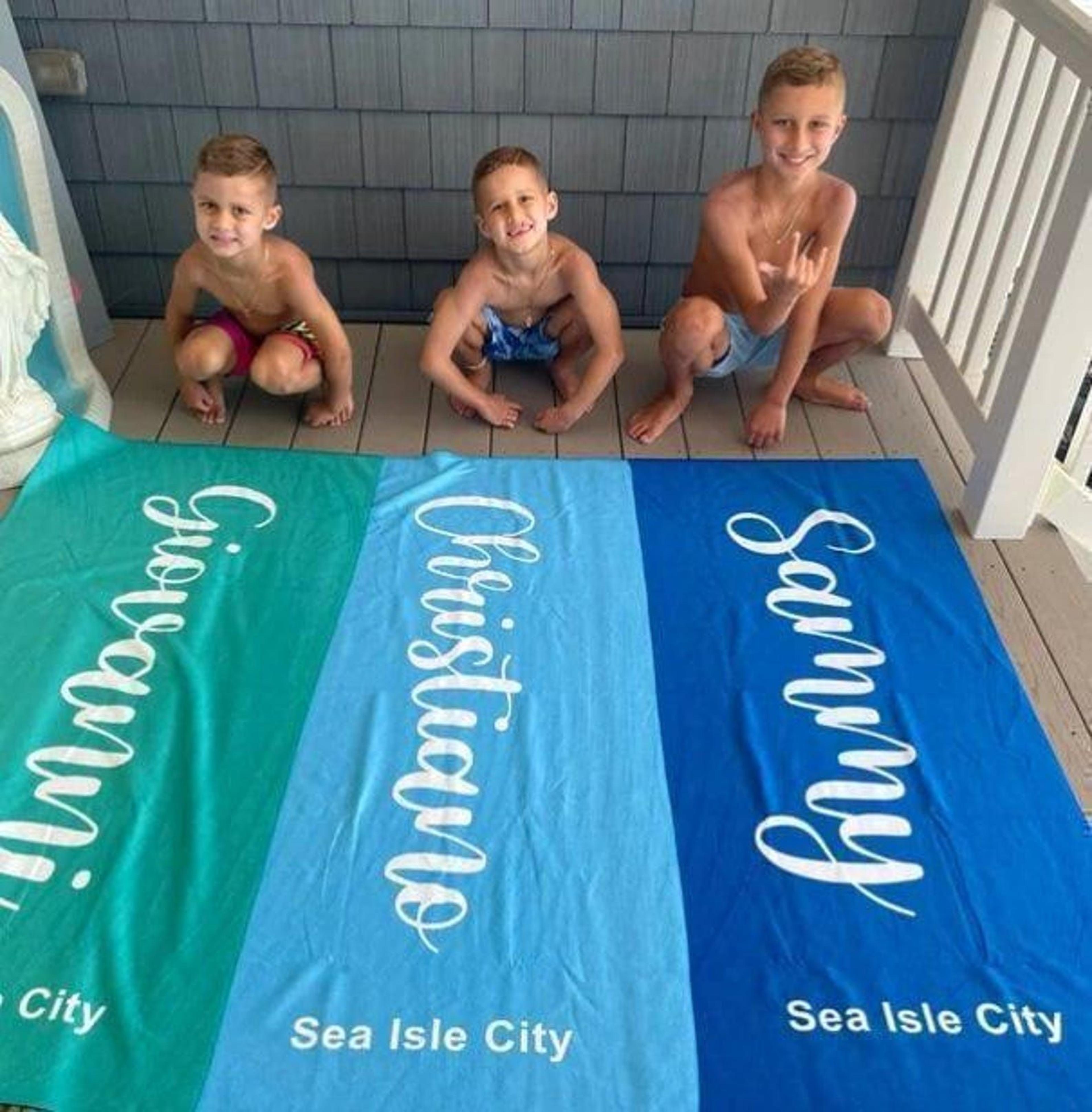 personalized script name beach towel – custom poolside, birthday & vacation gift