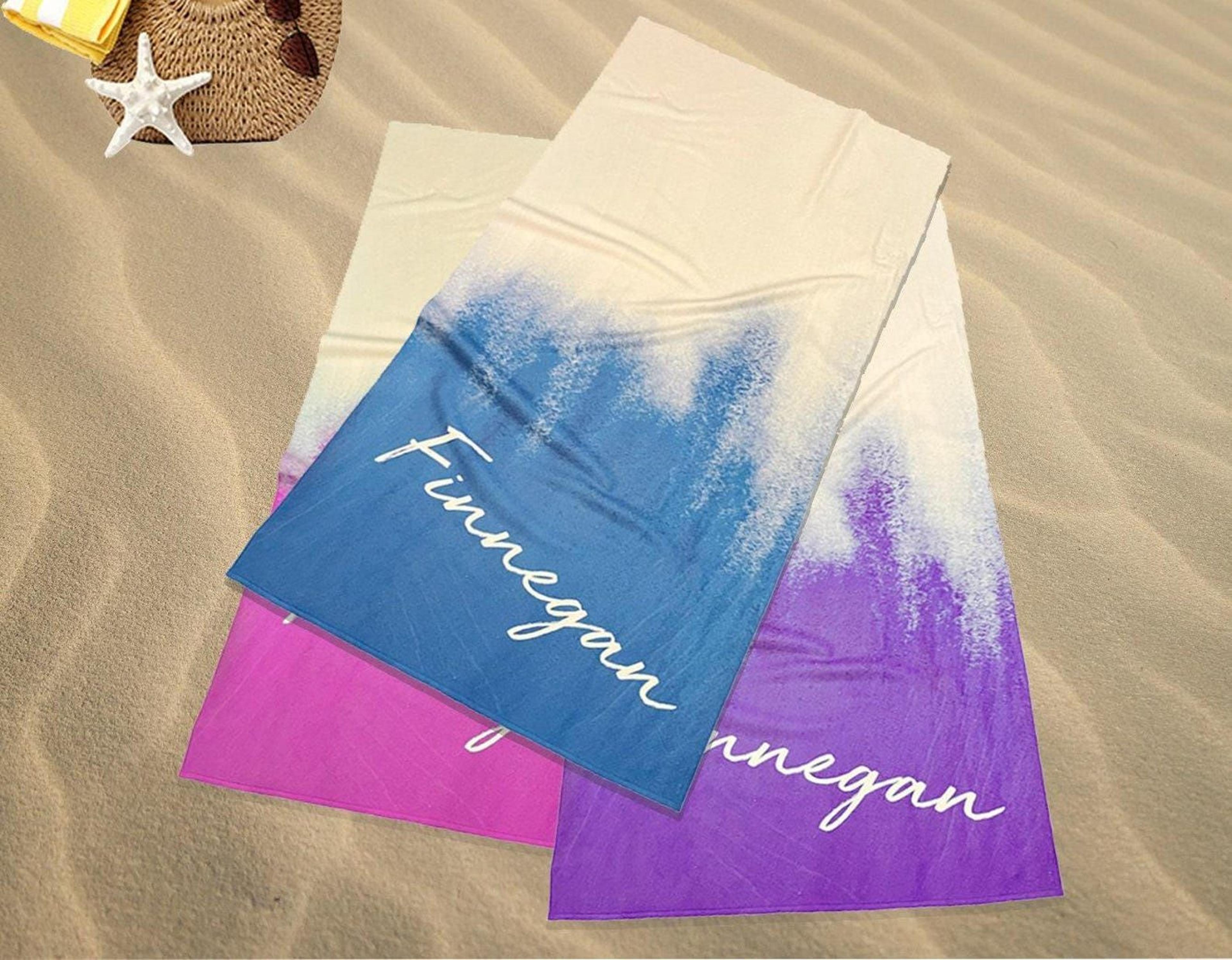 personalized tie dye beach towel with name – custom pool & vacation towel