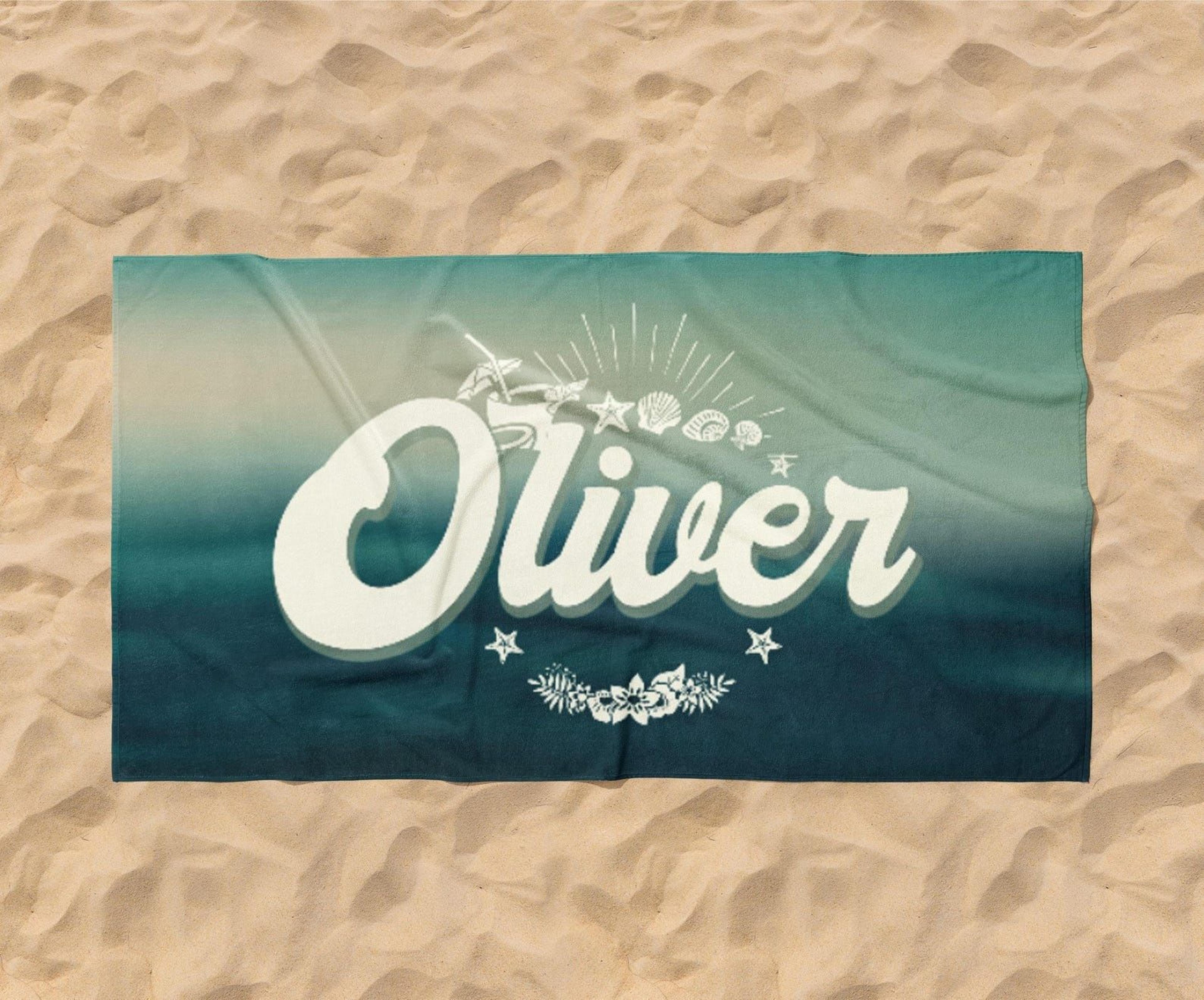 retro personalized beach towel with custom name – vintage pool, vacation & summer towel
