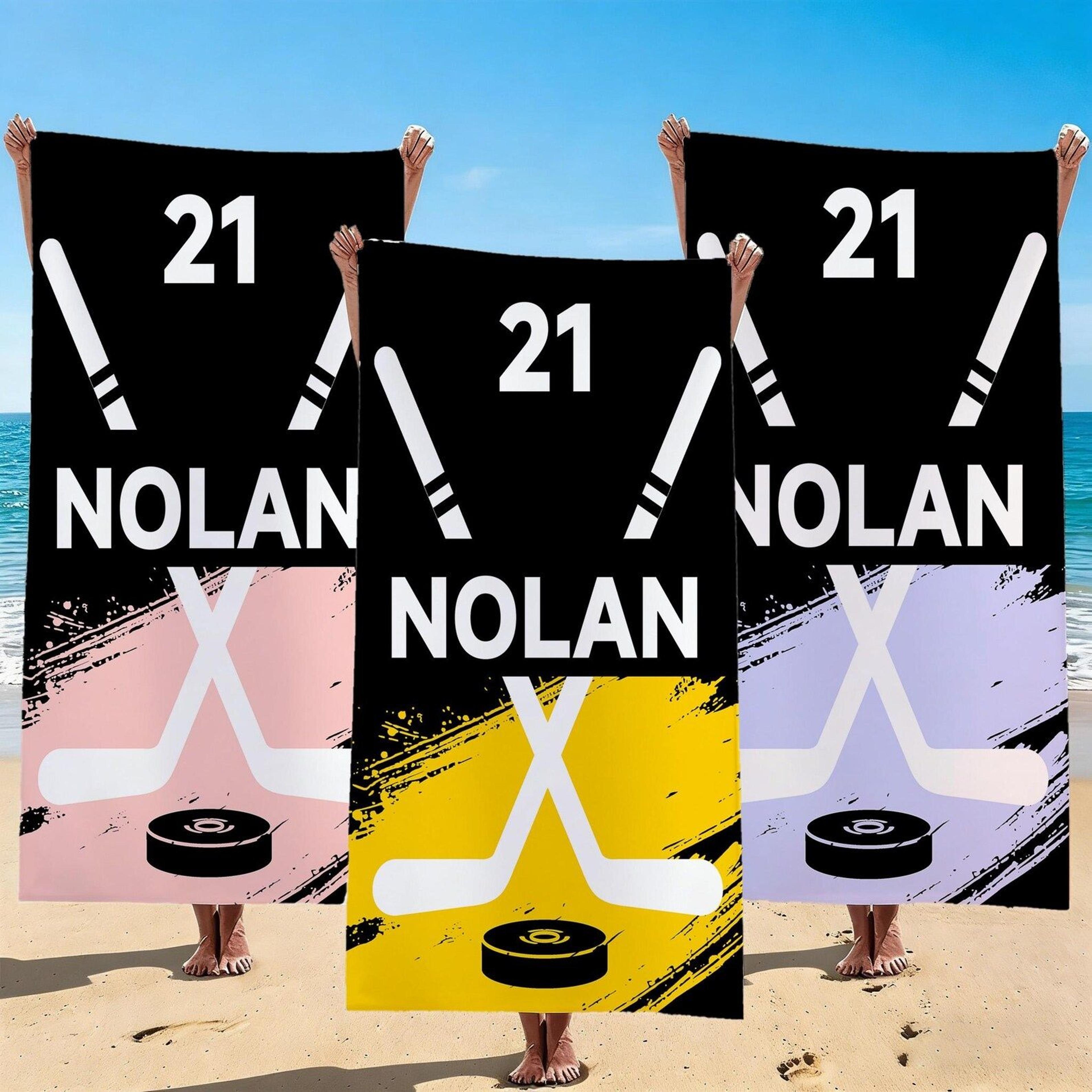 personalized lacrosse team beach towel – custom name & number sports towel for graduation trips and team gifts