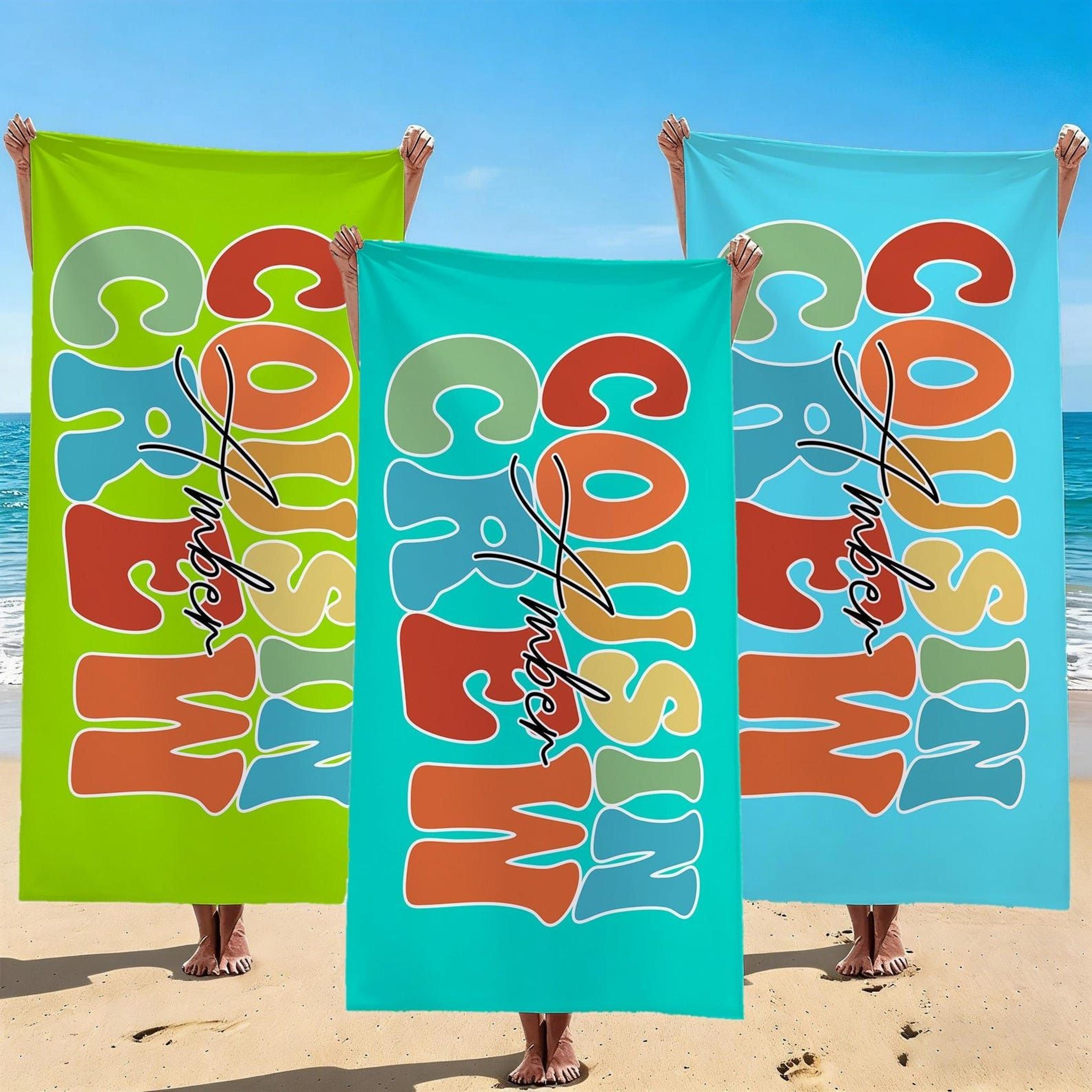 personalized cousin crew beach towel – custom family trip towel with name for vacations, reunions & summer fun