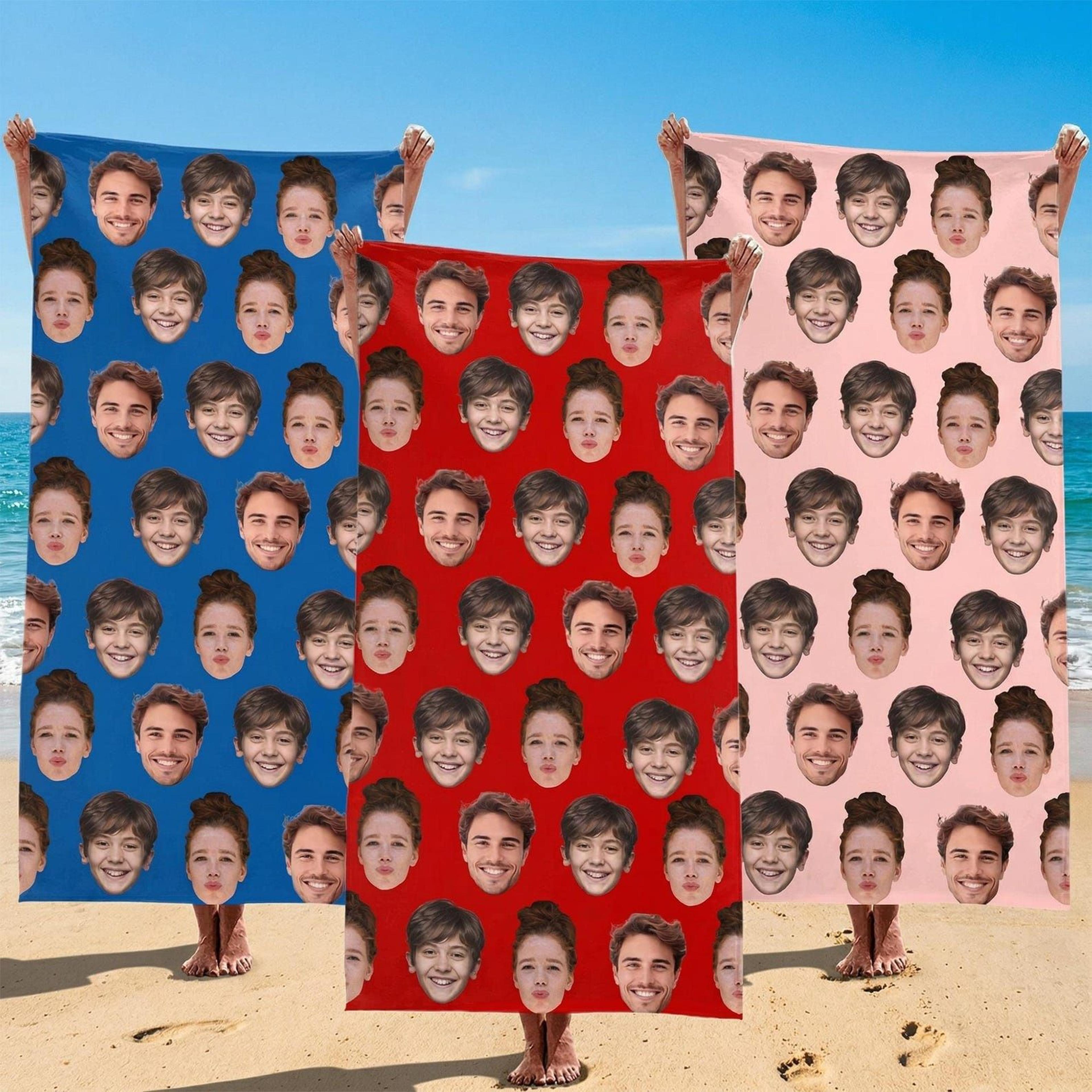 personalized photo beach towel – custom face & picture towel for vacations, girls trips & unique gifts