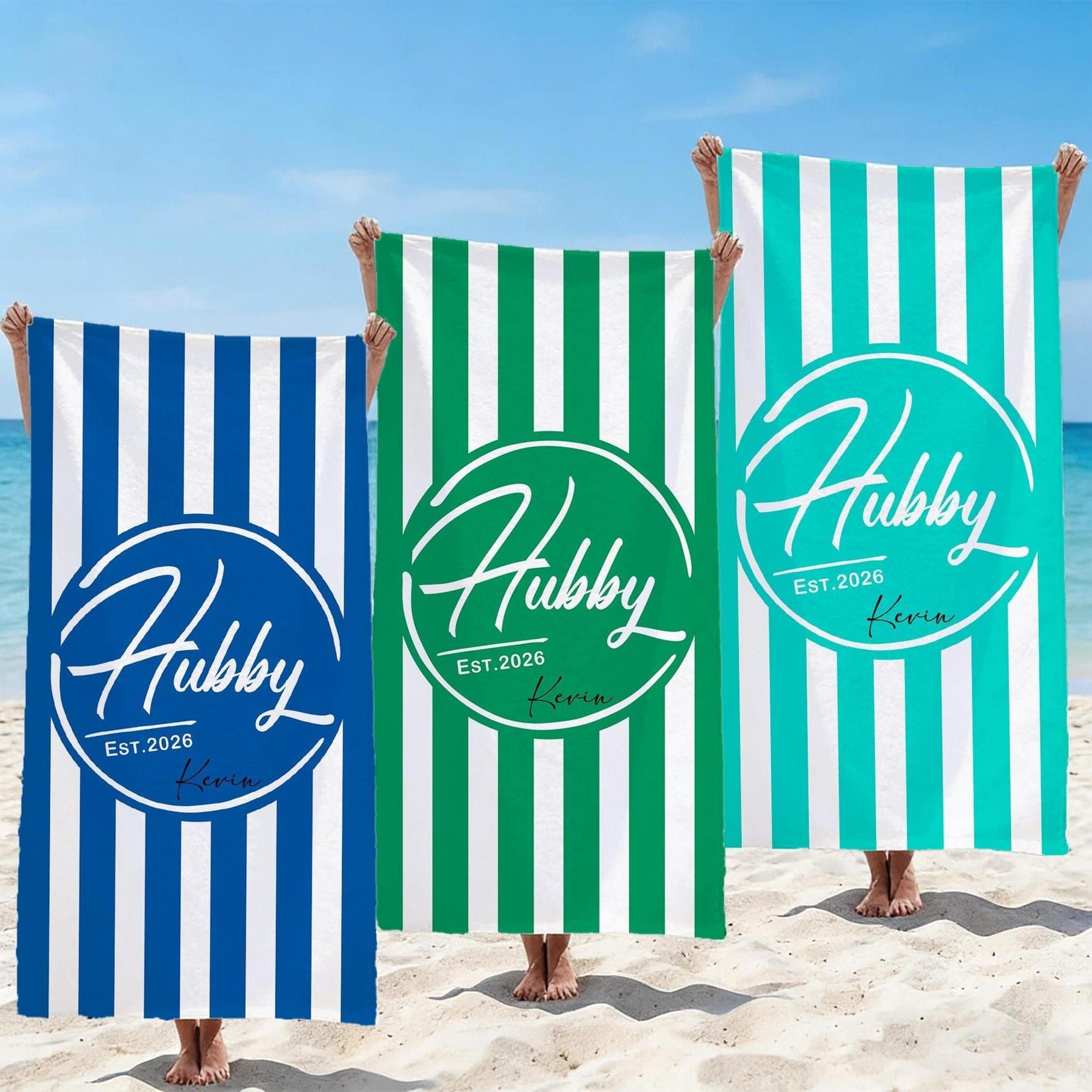 personalized honeymoon beach towel – custom couple name towel for newlyweds, beach vacations & romantic getaways
