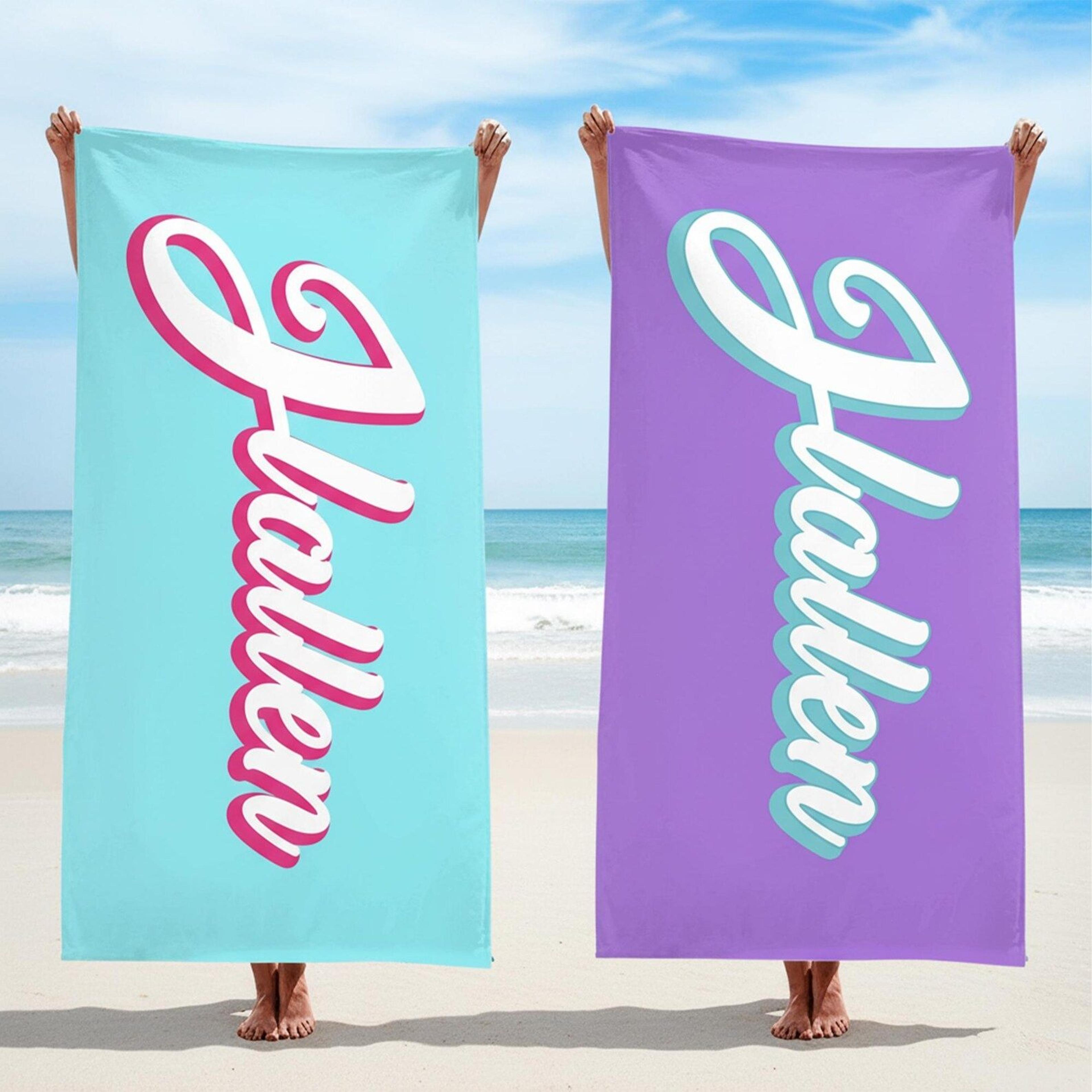 personalized beach towel with name custom quick dry vacation pool towel