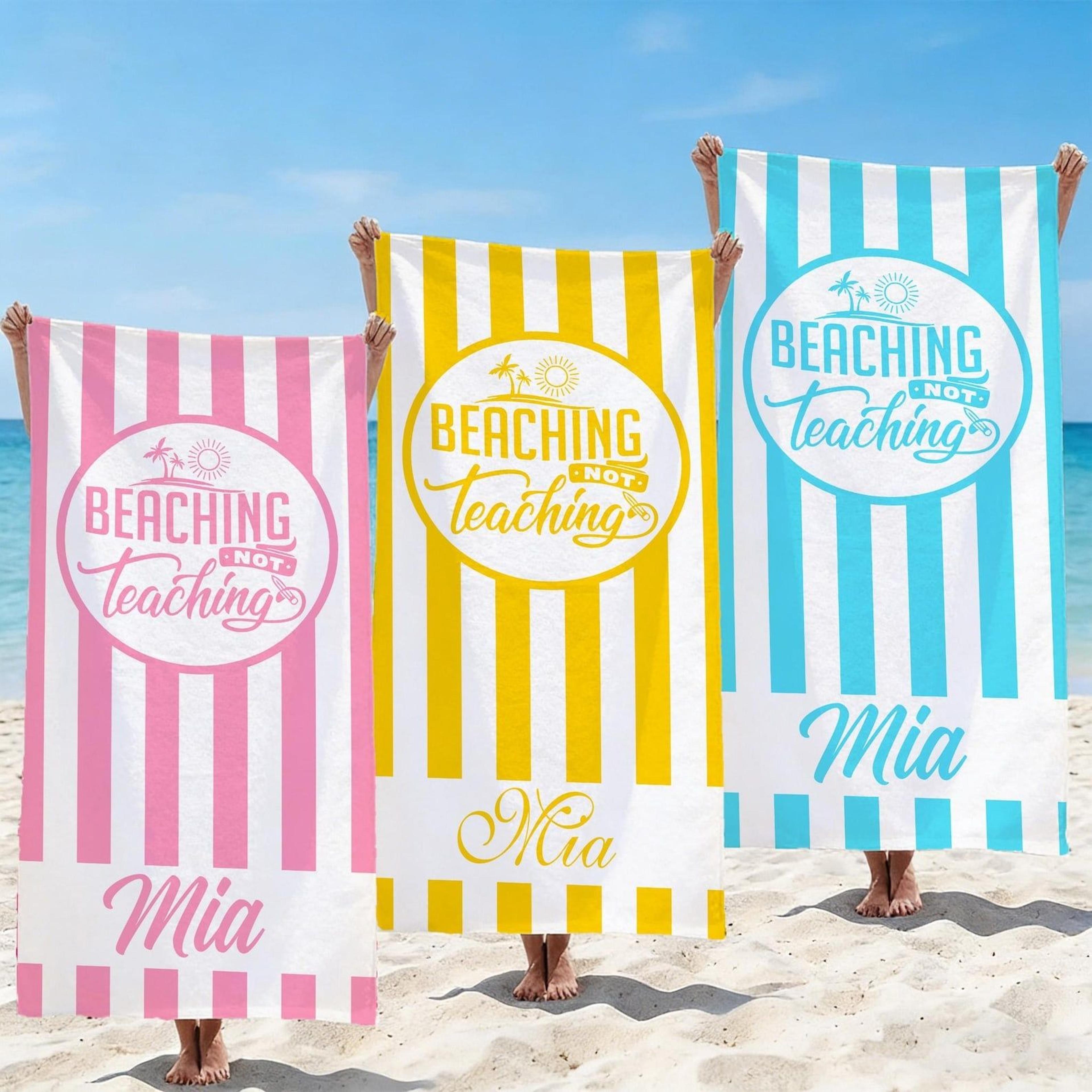 personalized teacher beach escape towel custom name vacation gift for teachers
