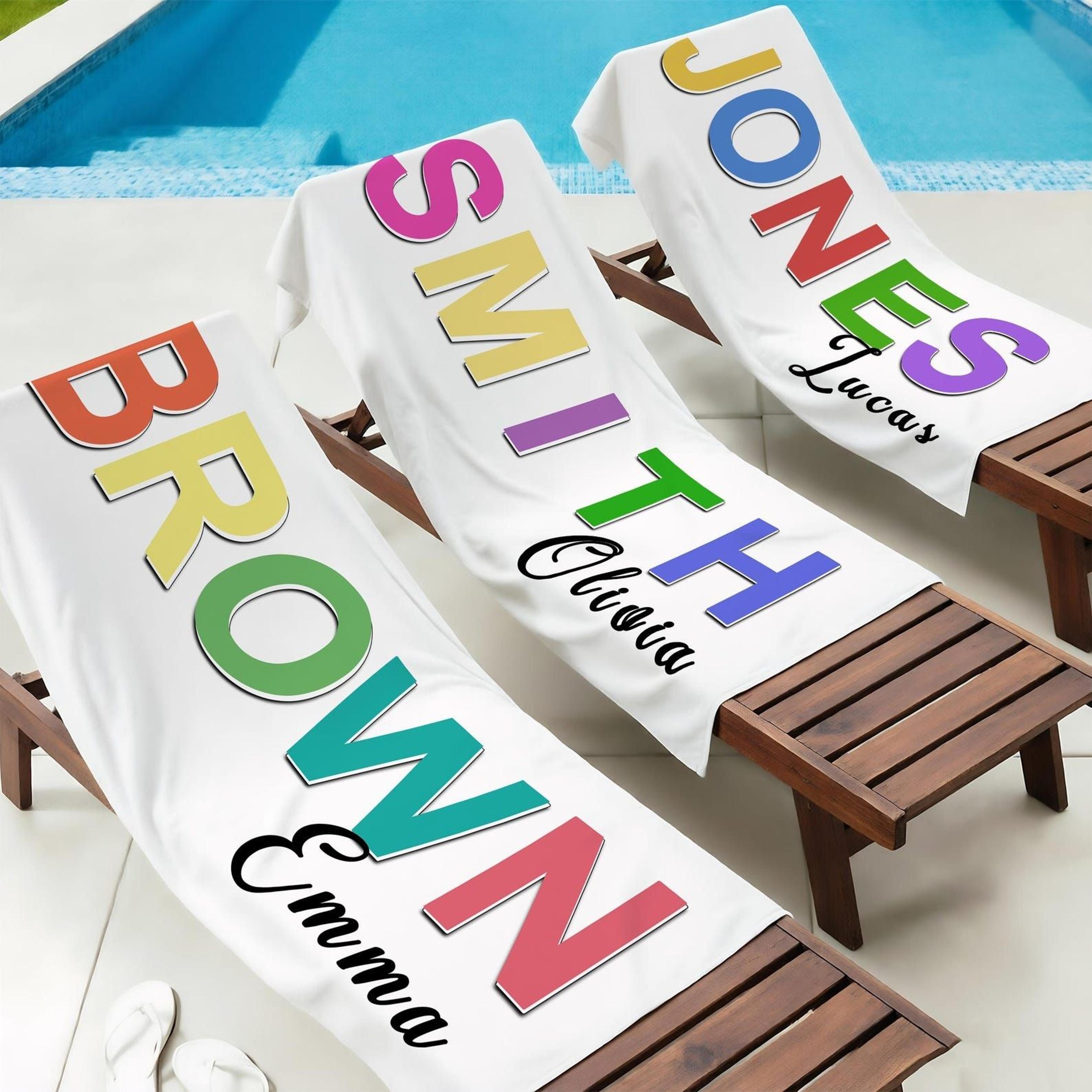 personalized family gathering beach towel with name – custom vacation towel for family trips & summer fun