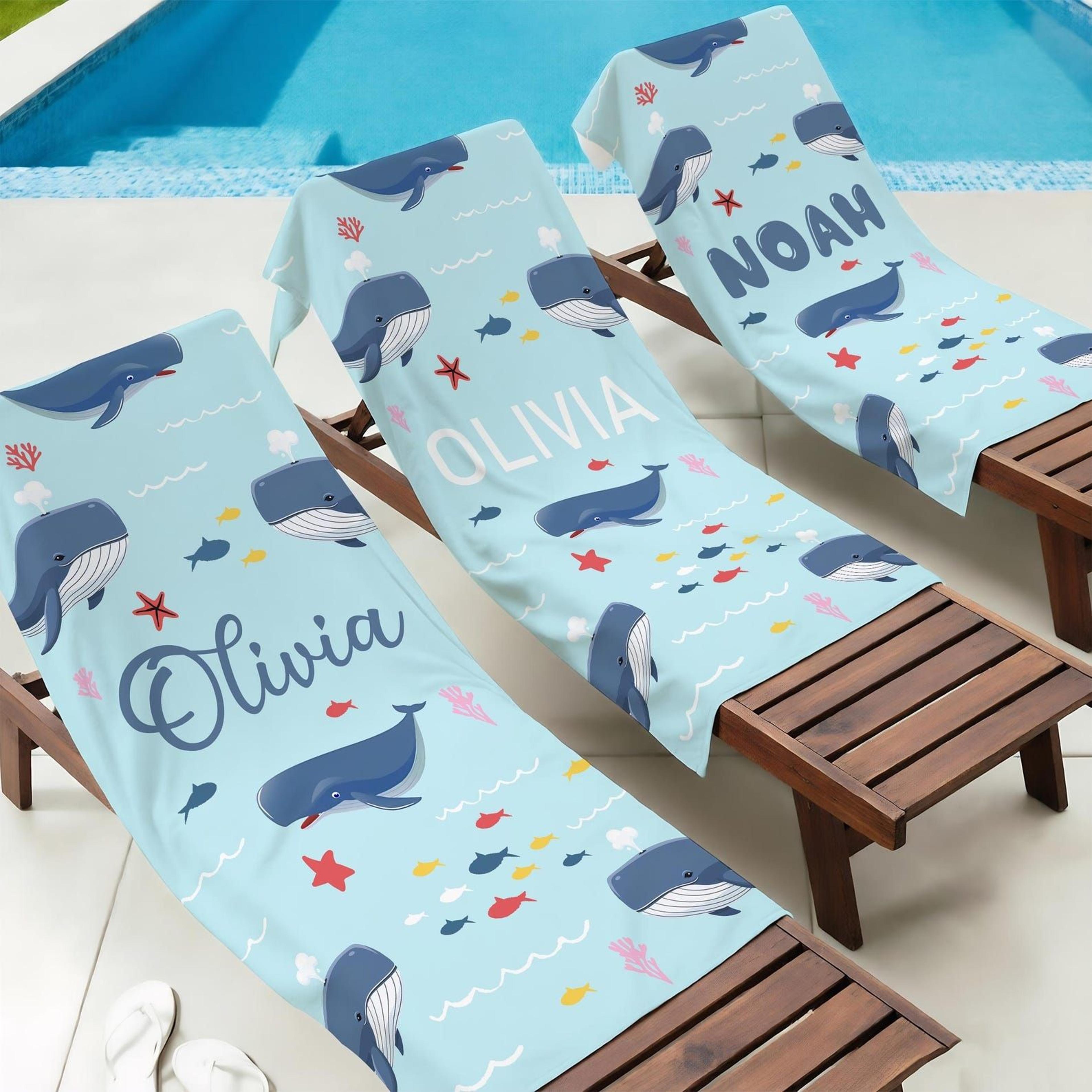 personalized striped beach towel with name – custom pool & bath towel for vacations, bridesmaids & gifts