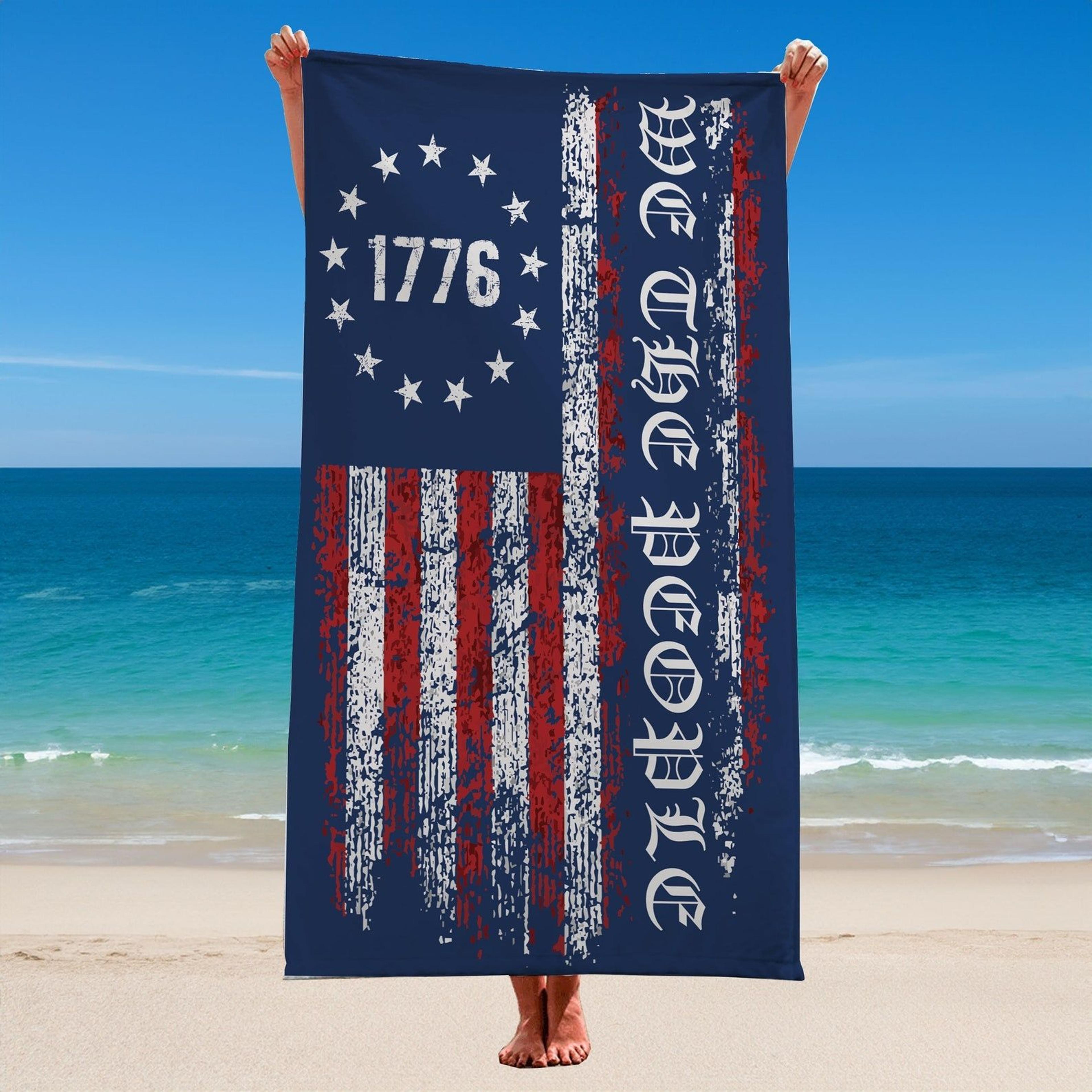 american flag beach towel, patriotic usa pool towel for 4th of july & summer vacations