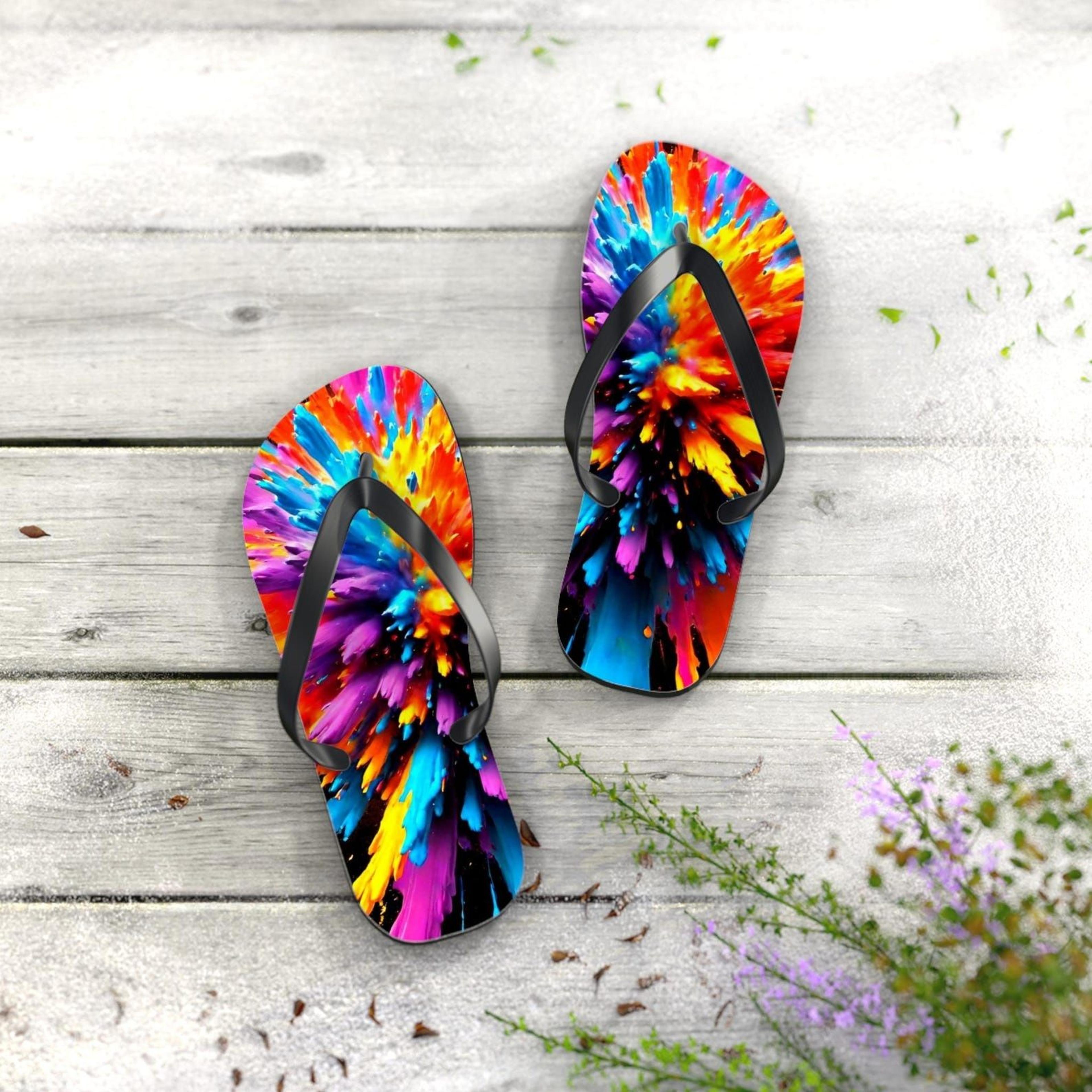 colorful tie dye flip flops | beach sandals | summer footwear | vacation gift for her