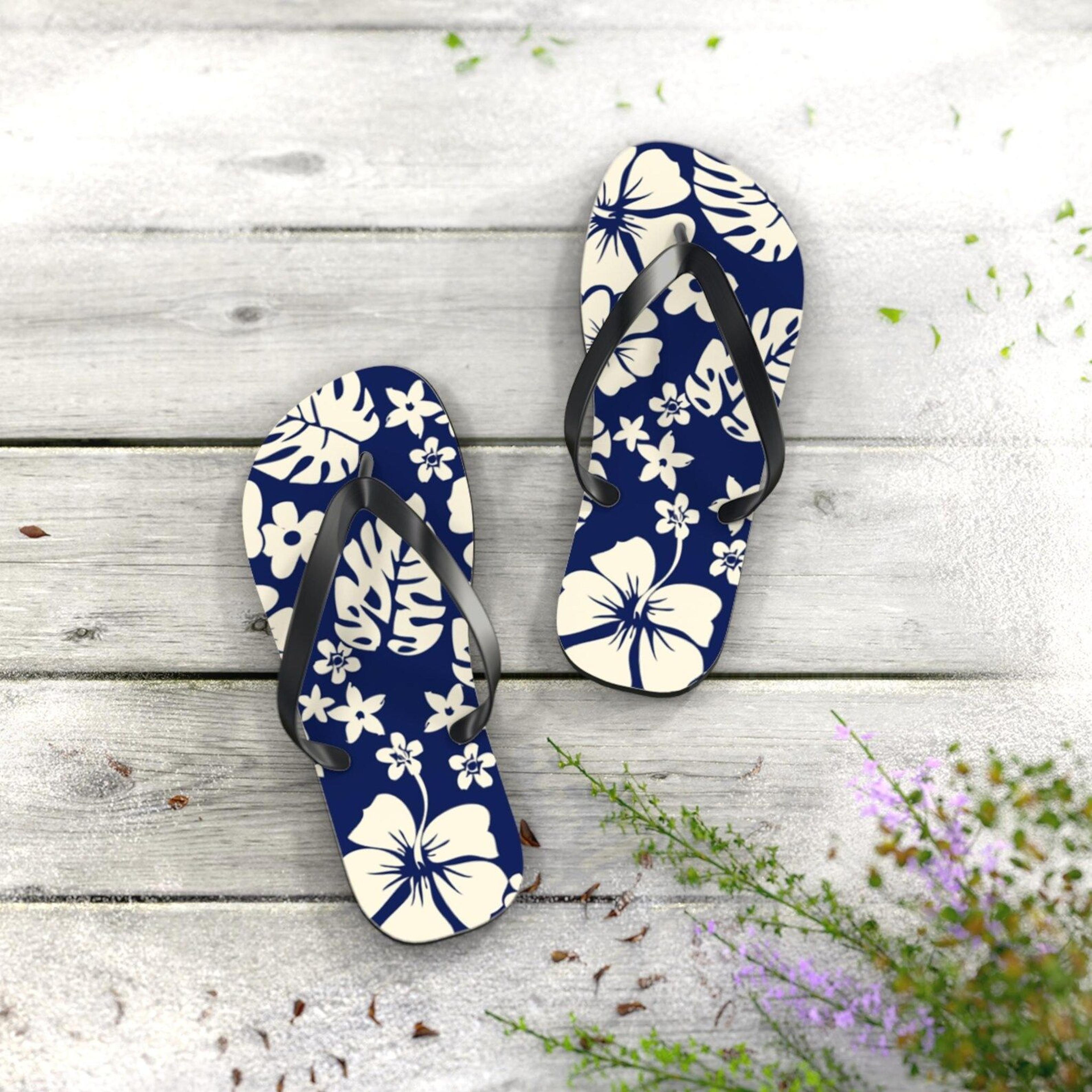 tropical print flip flops | floral beach sandals | summer footwear | vacation ready poolside shoes