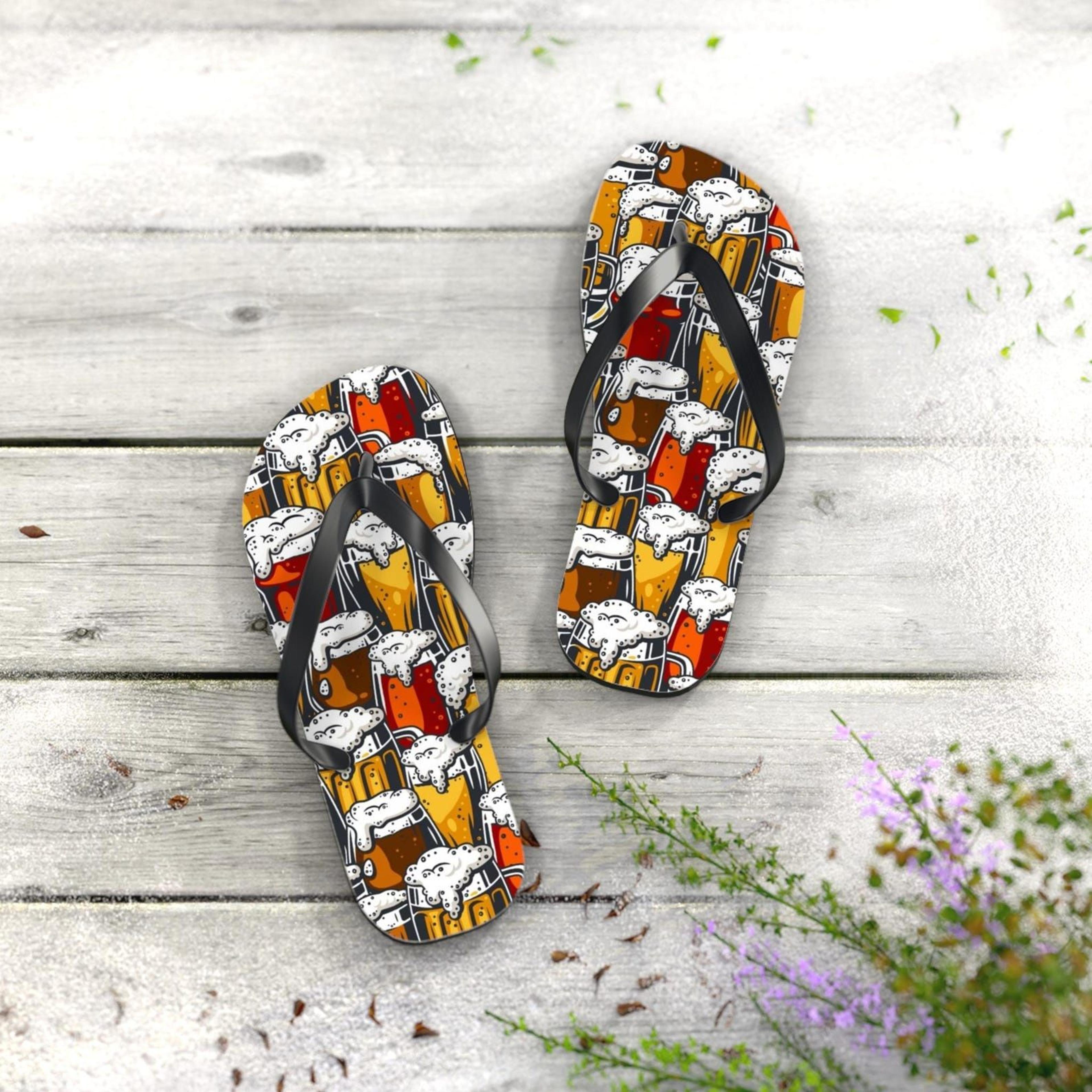 beer lover flip flops | funny beach sandals | summer footwear | bbq & festival gift for beer fans