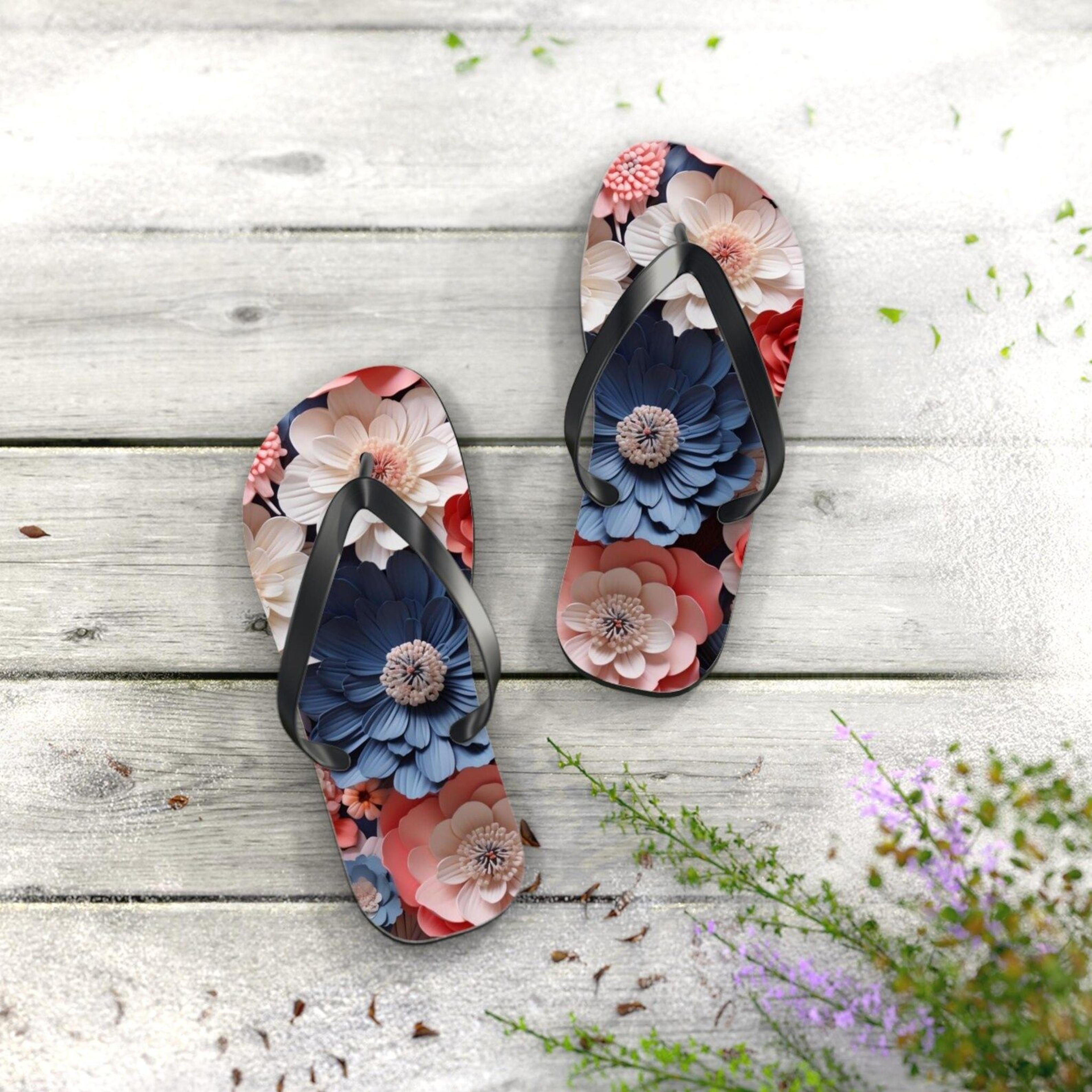 floral flip flops | boho beach sandals | summer vacation footwear | comfortable gift for her