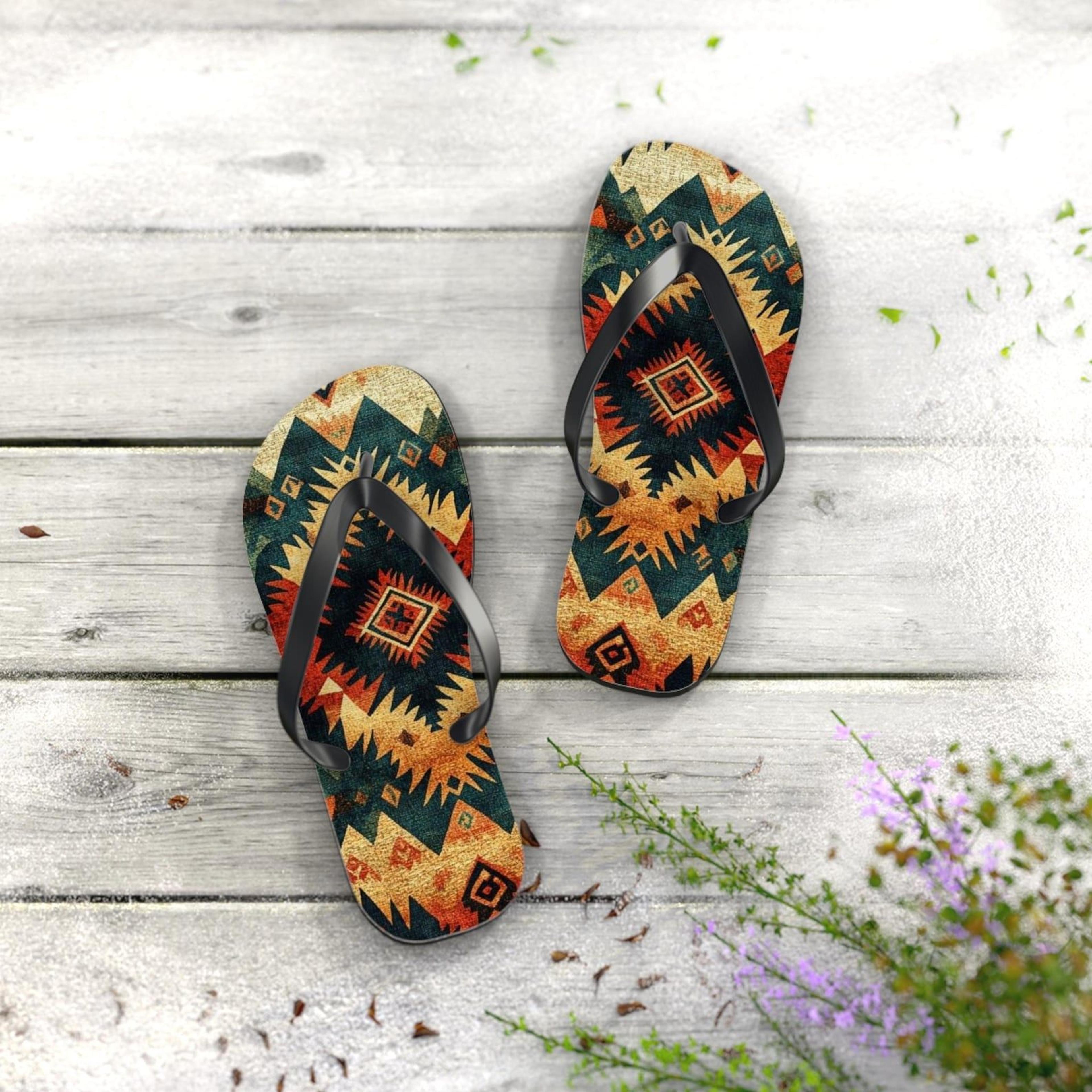 boho chic flip flops | stylish beach sandals | summer vacation footwear | festival ready shoes