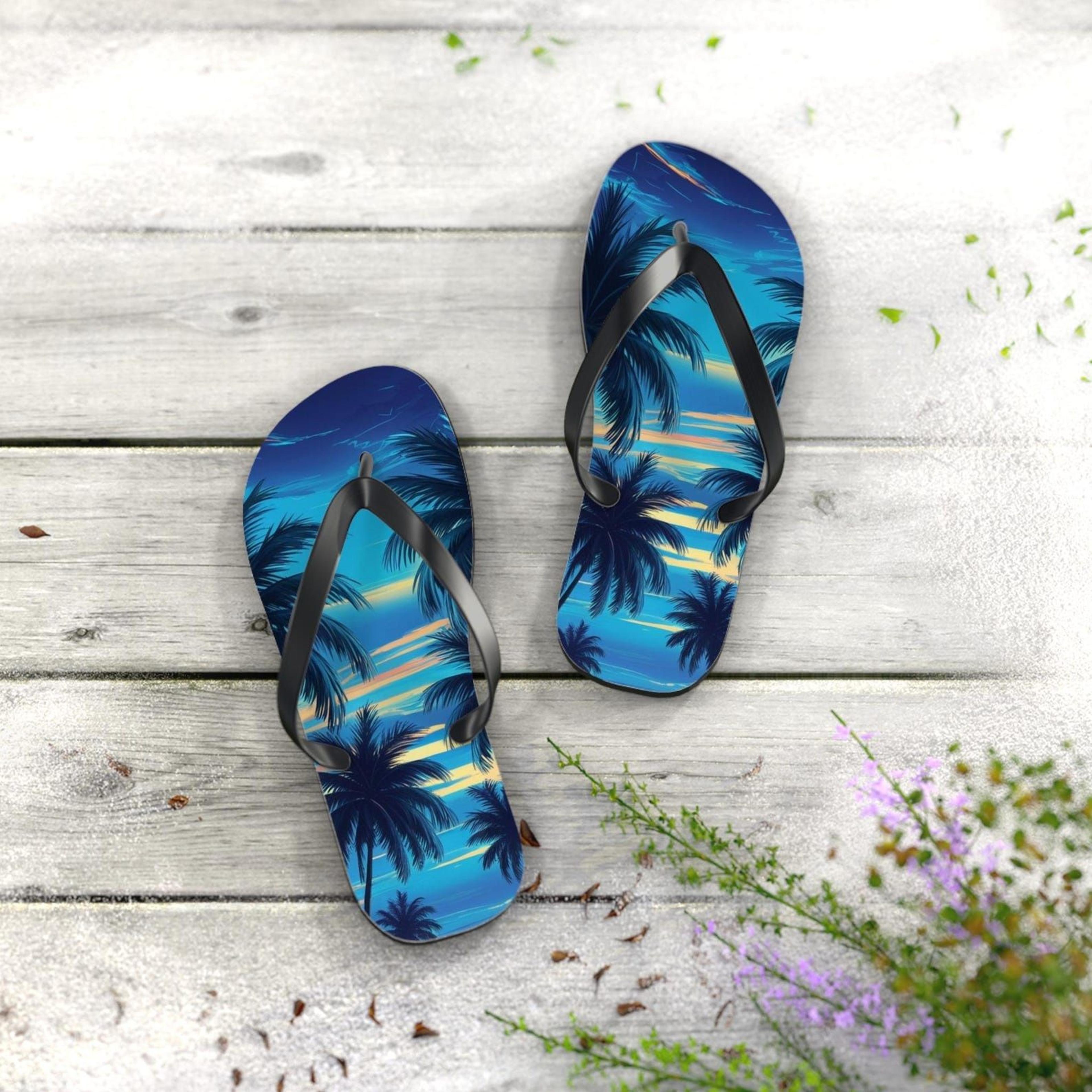 tropical flip flops | beach sandals | summer vacation footwear | poolside resort slides