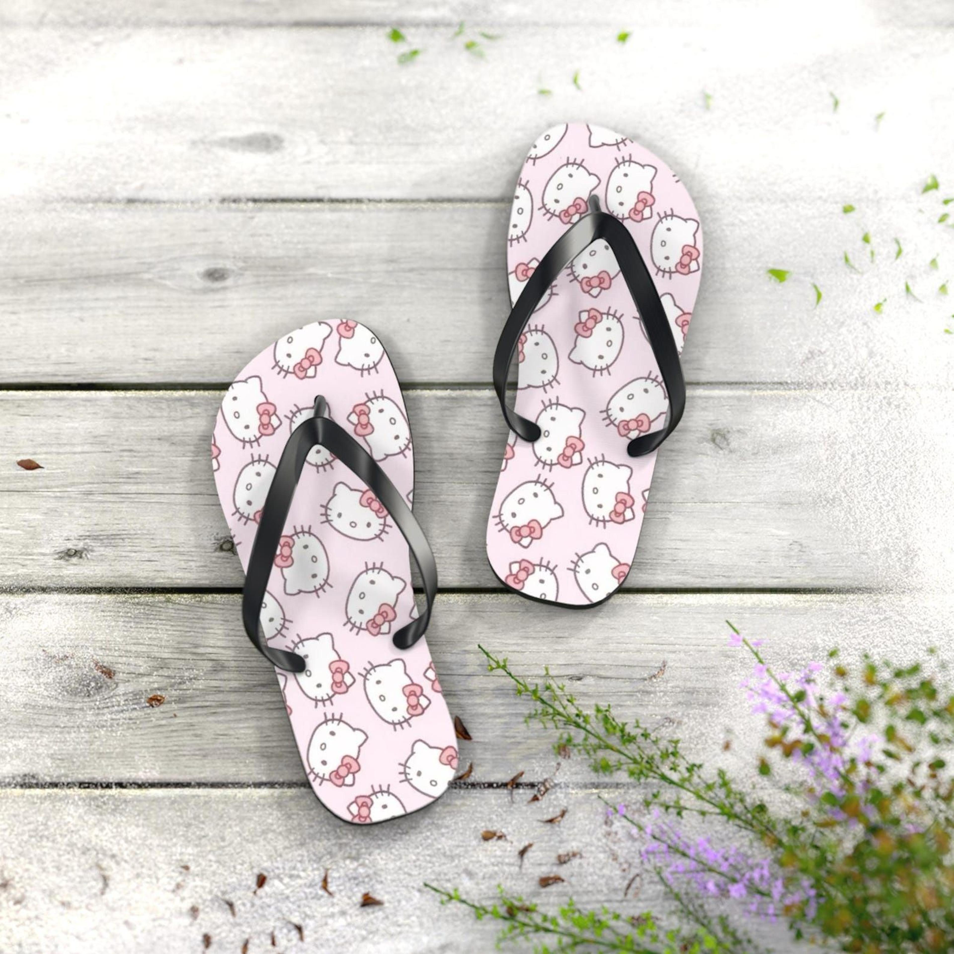 hello kitty inspired flip flops | kawaii beach sandals | summer vacation footwear | cute gift for fans