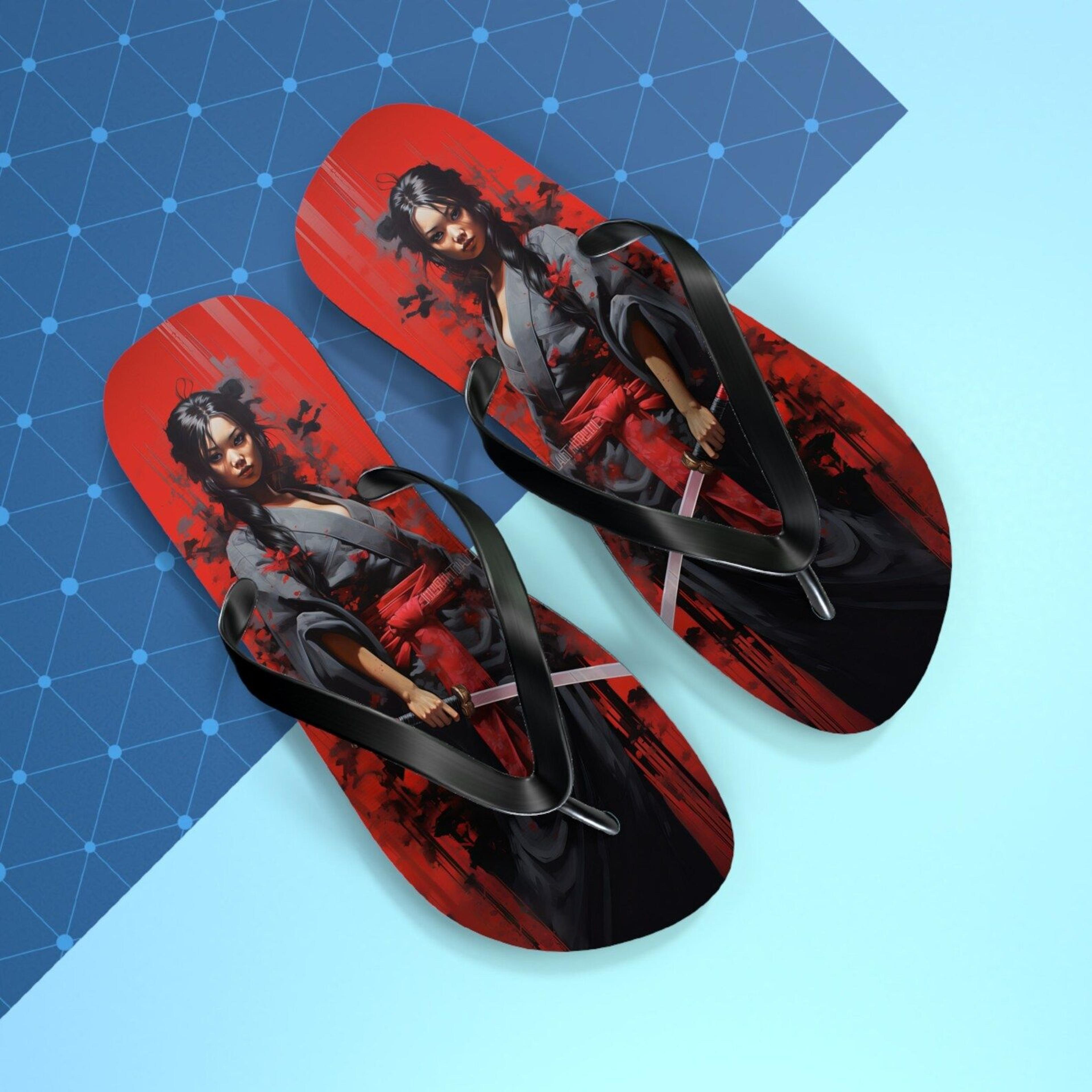 japanese art flip flops for women graphic summer sandals stylish beach footwear gift