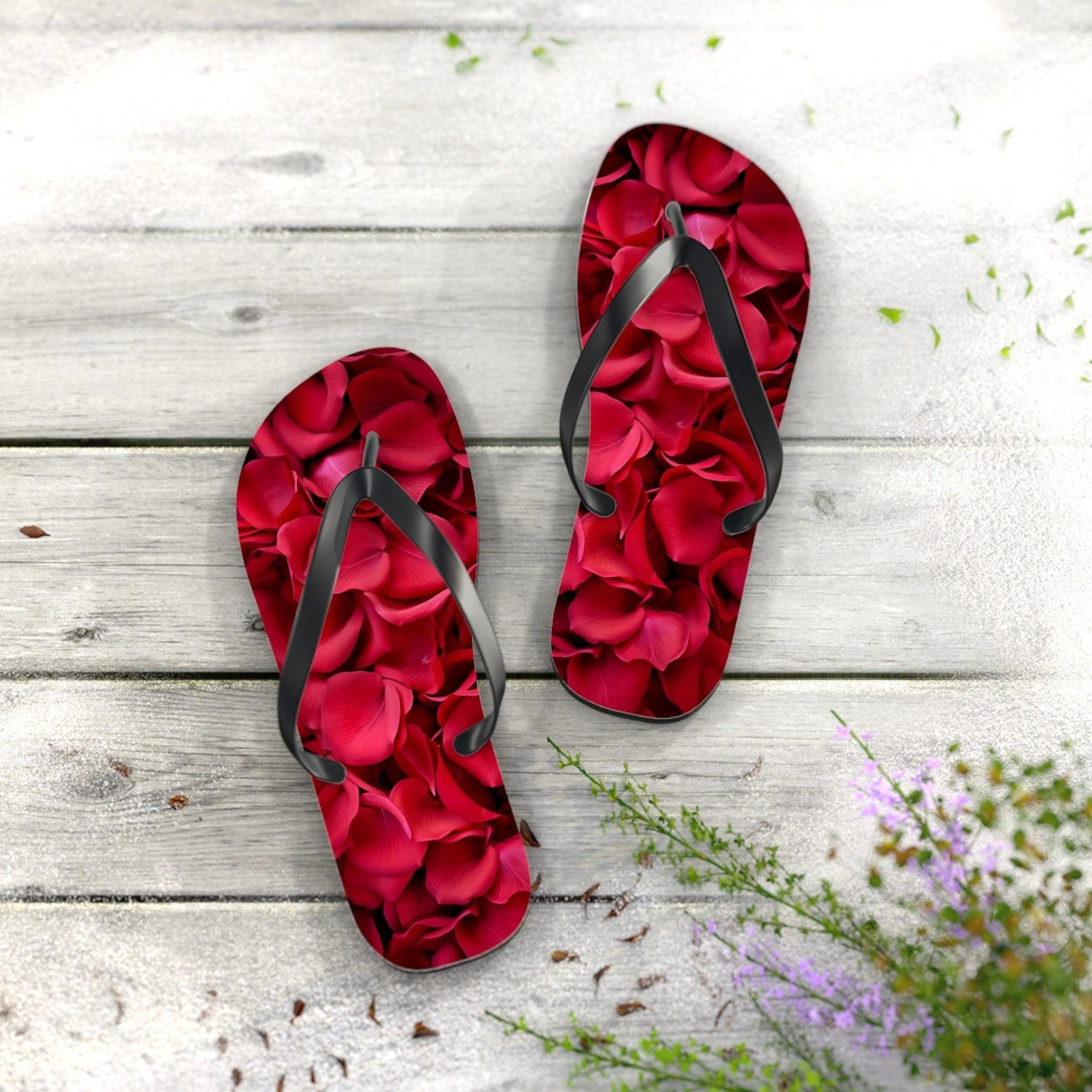 red rose flip flops floral summer sandals colorful beach footwear gift for women and men