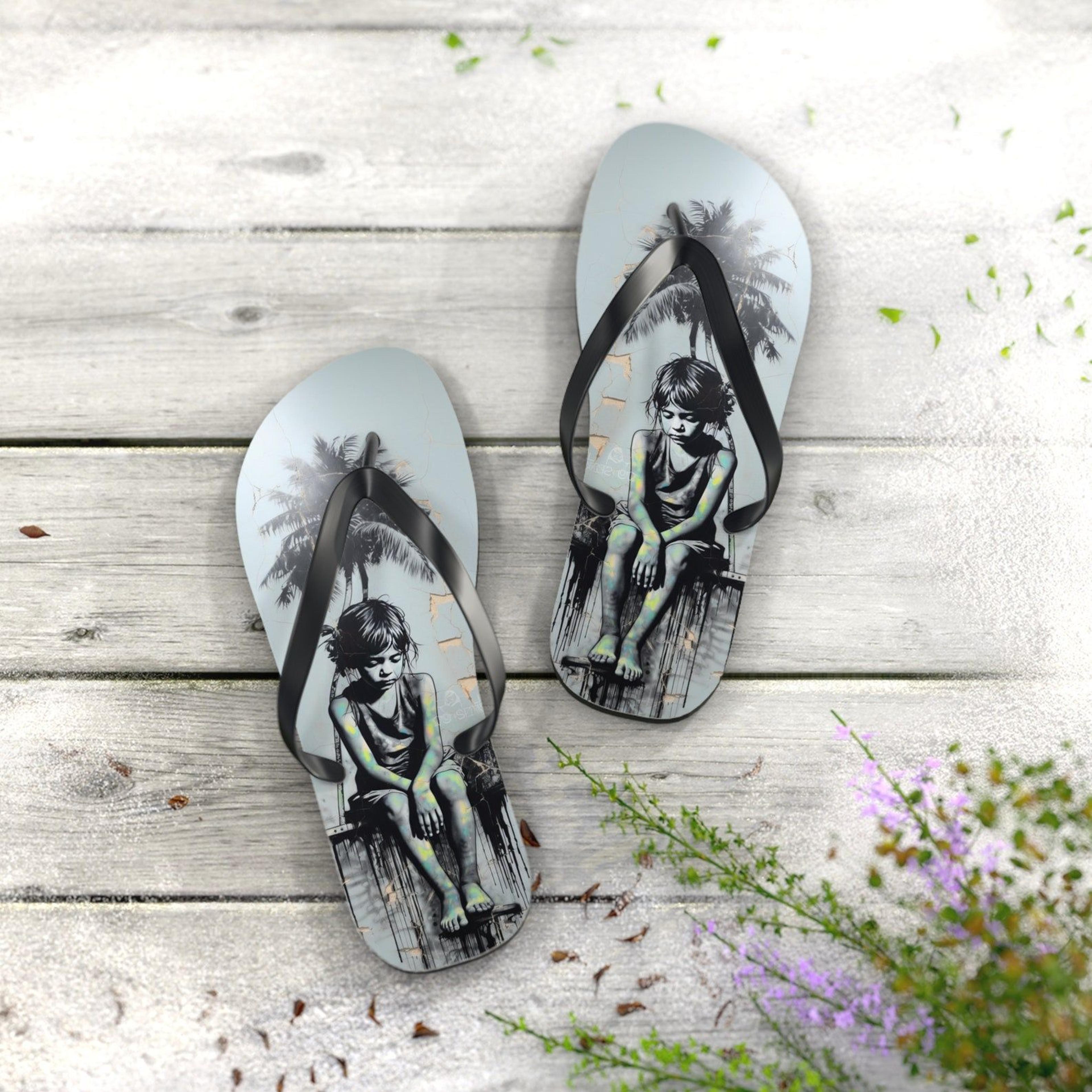 graffiti art flip flops colorful street art summer sandals beach gift for women and men