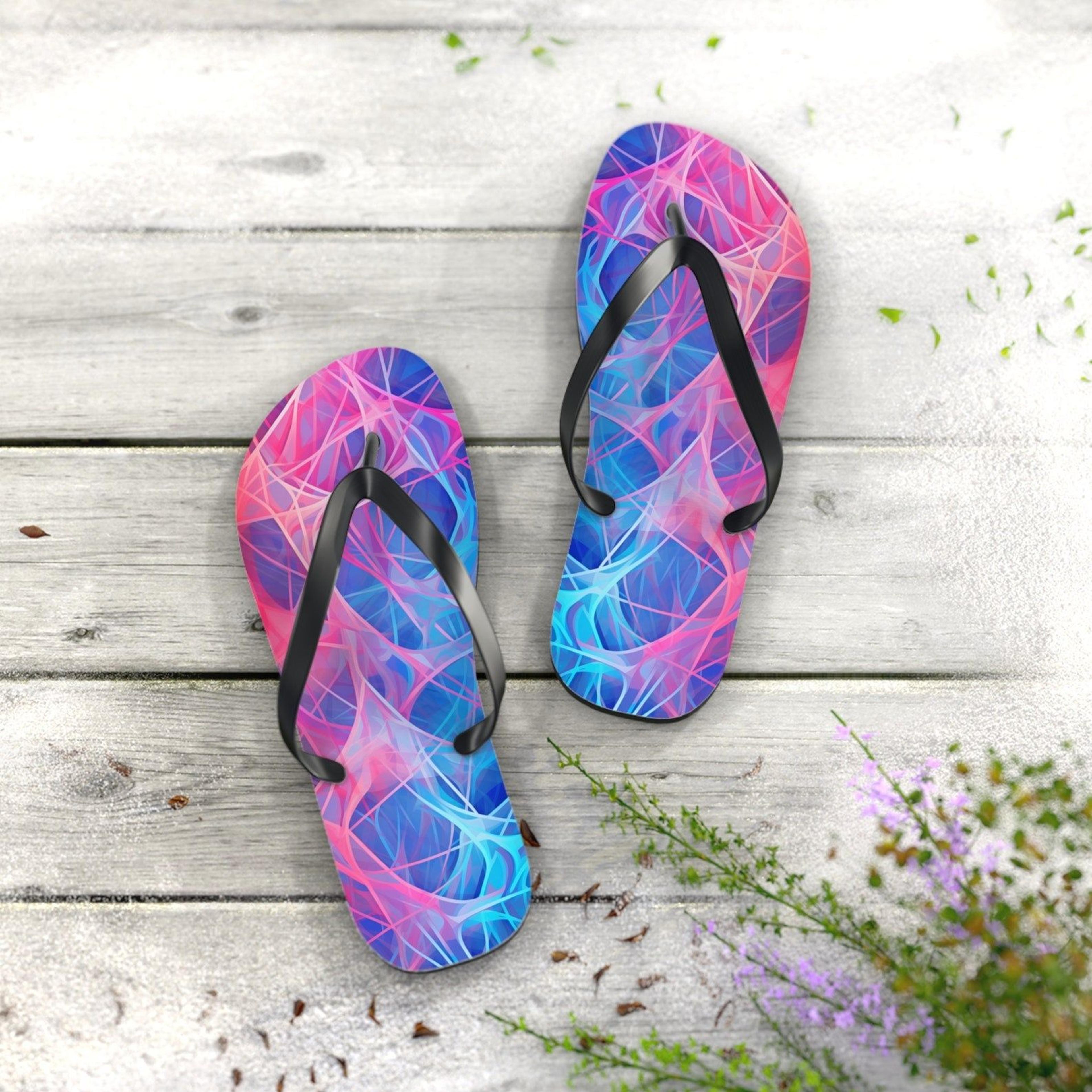 abstract art flip flops colorful summer sandals artistic beach gift for women