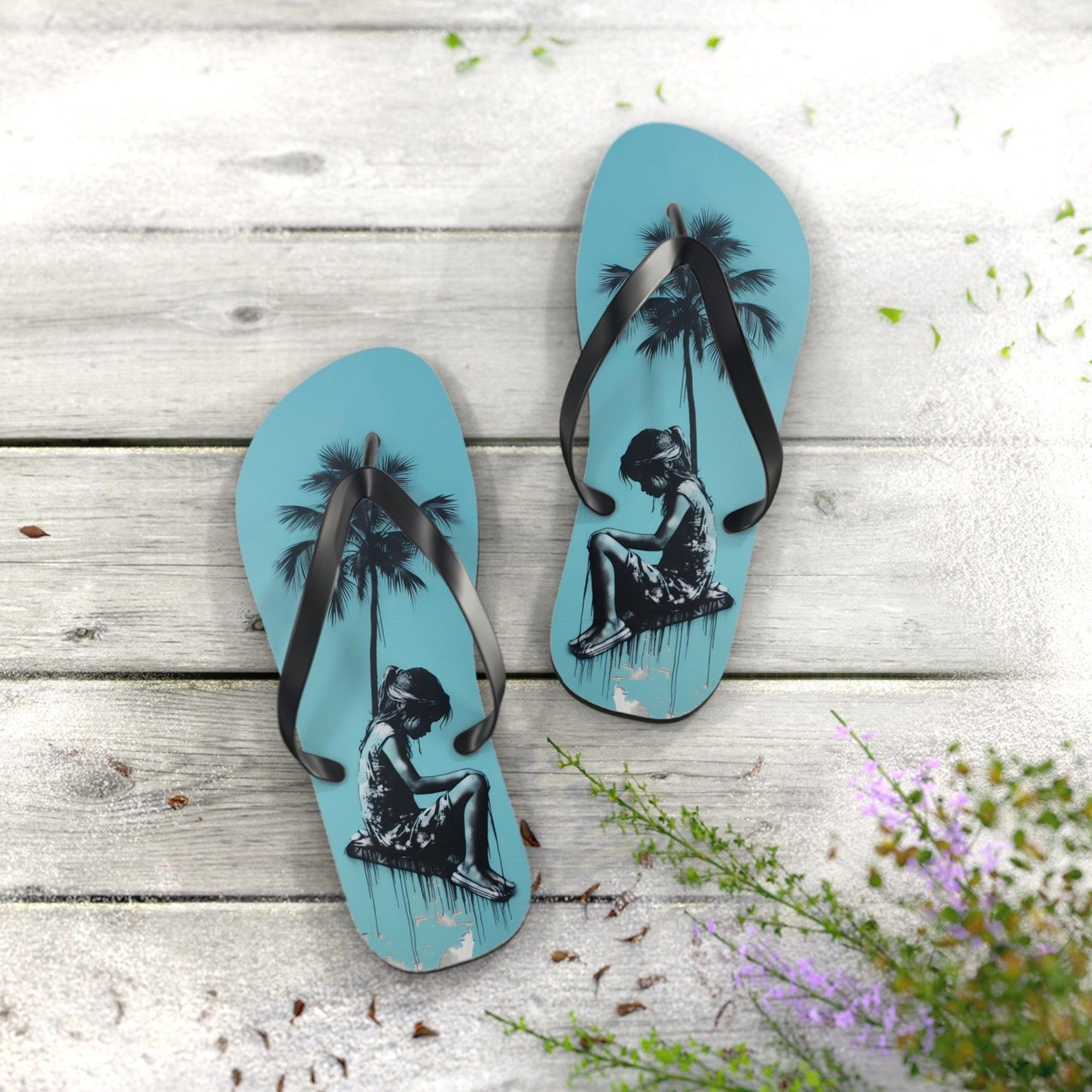 graffiti art flip flops colorful street art summer sandals beach gift