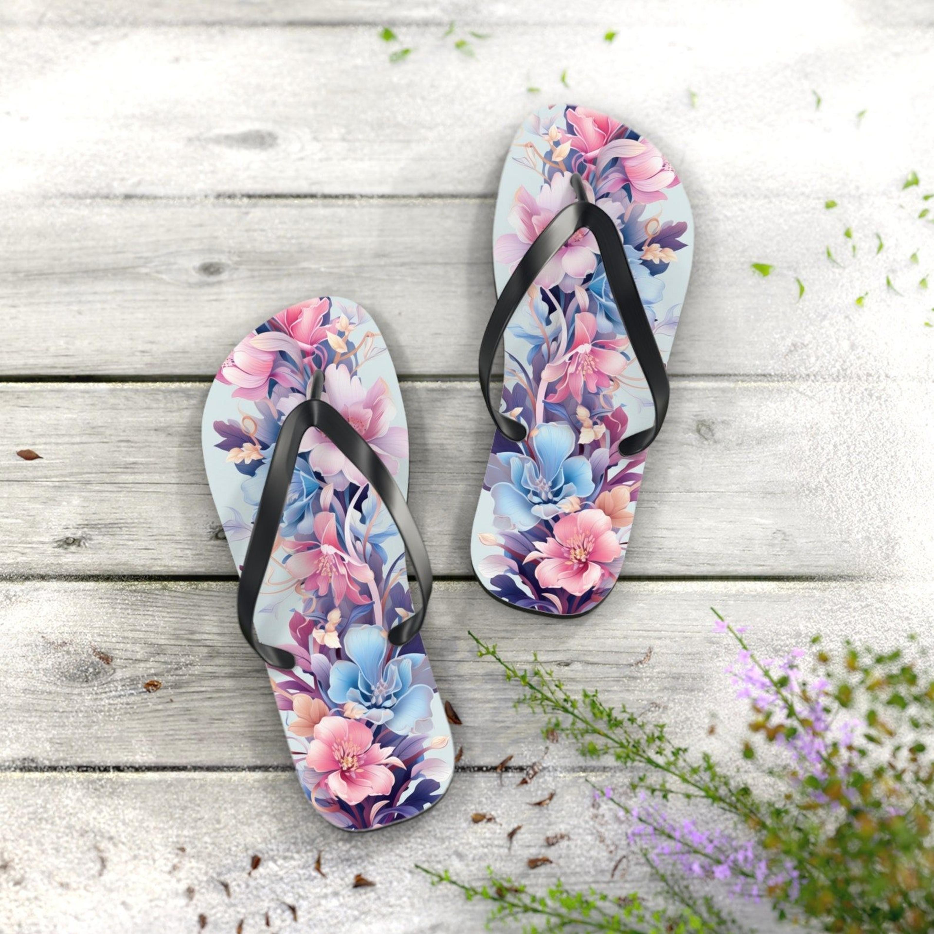 floral flip flops for women colorful summer beach sandals unique giftt
