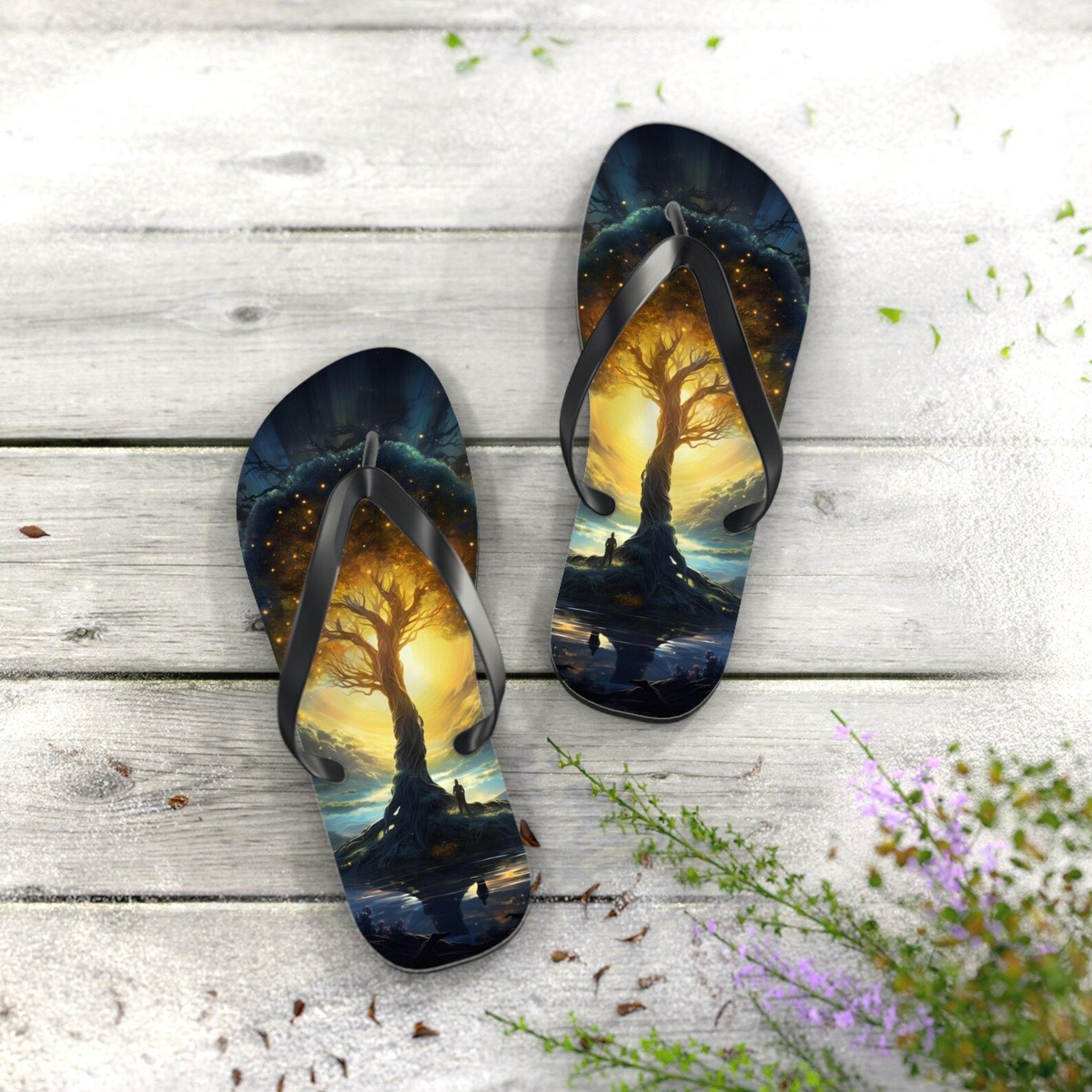 colorful meditation yoga flip flops | yoga flip flops | spiritual beach sandals for women