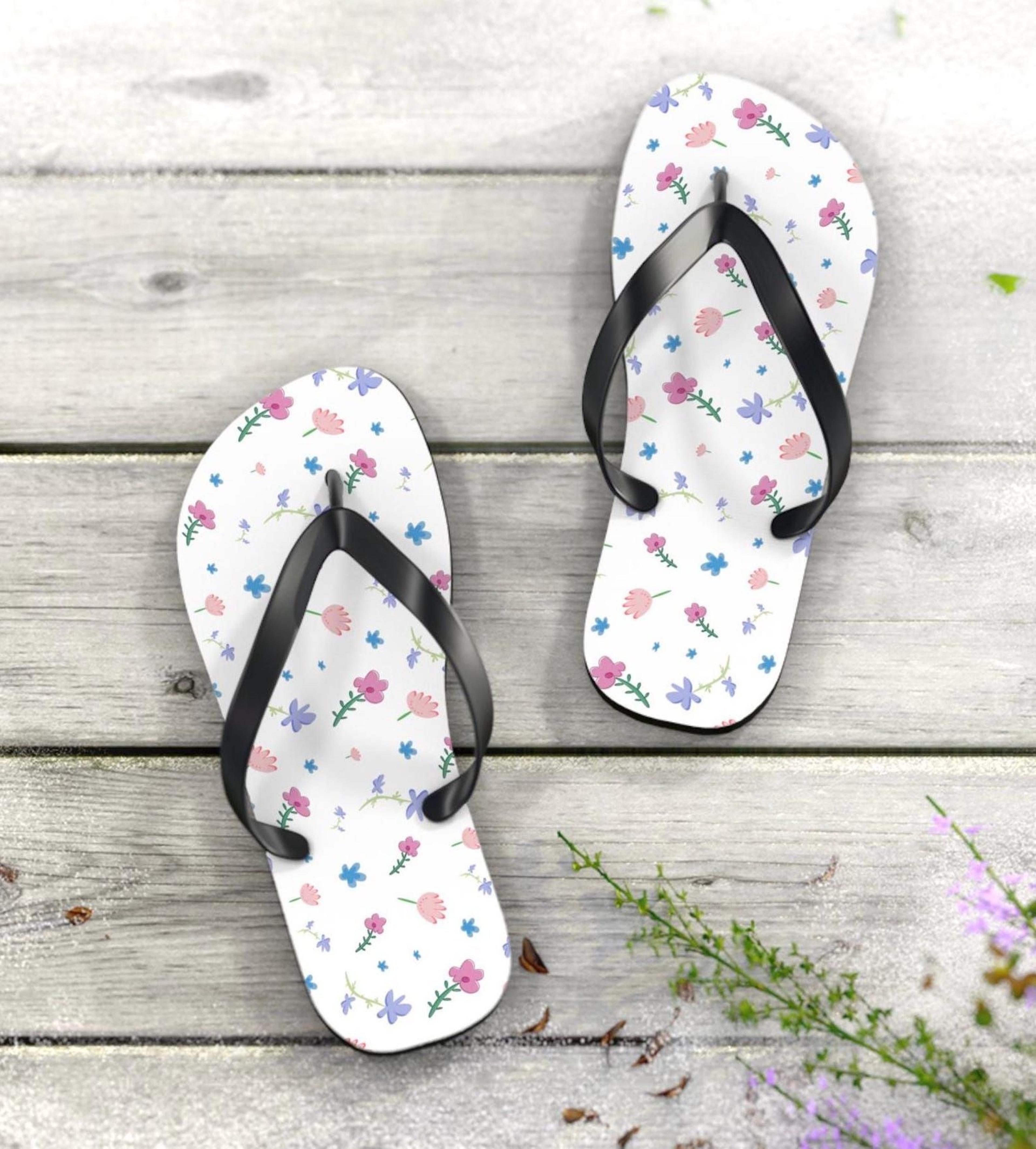 women's flower flip flops | flower flip flops | floral beach sandals for summer