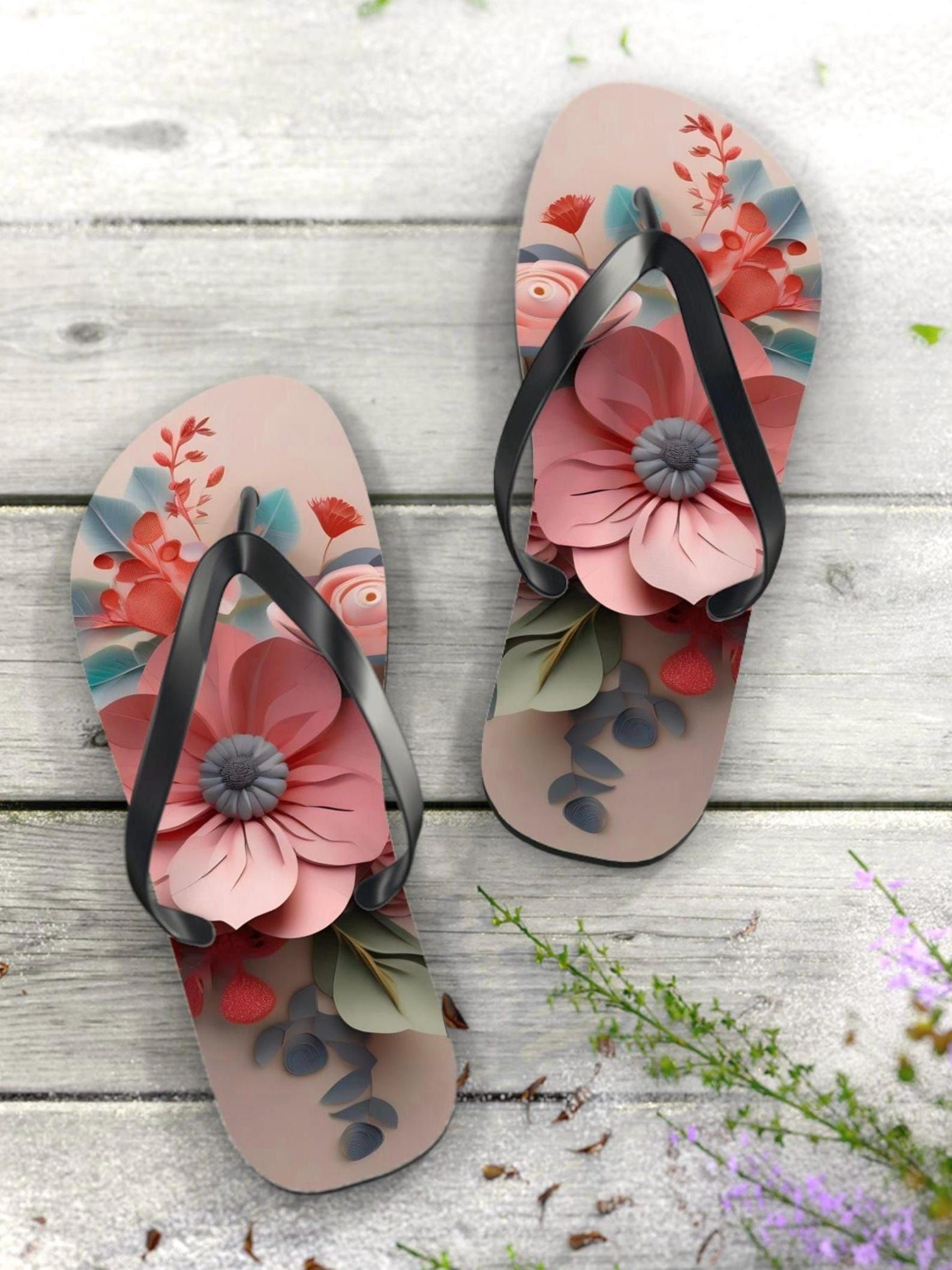 floral print flip flops | floral print flip flops | flower lover beach sandals for men & women