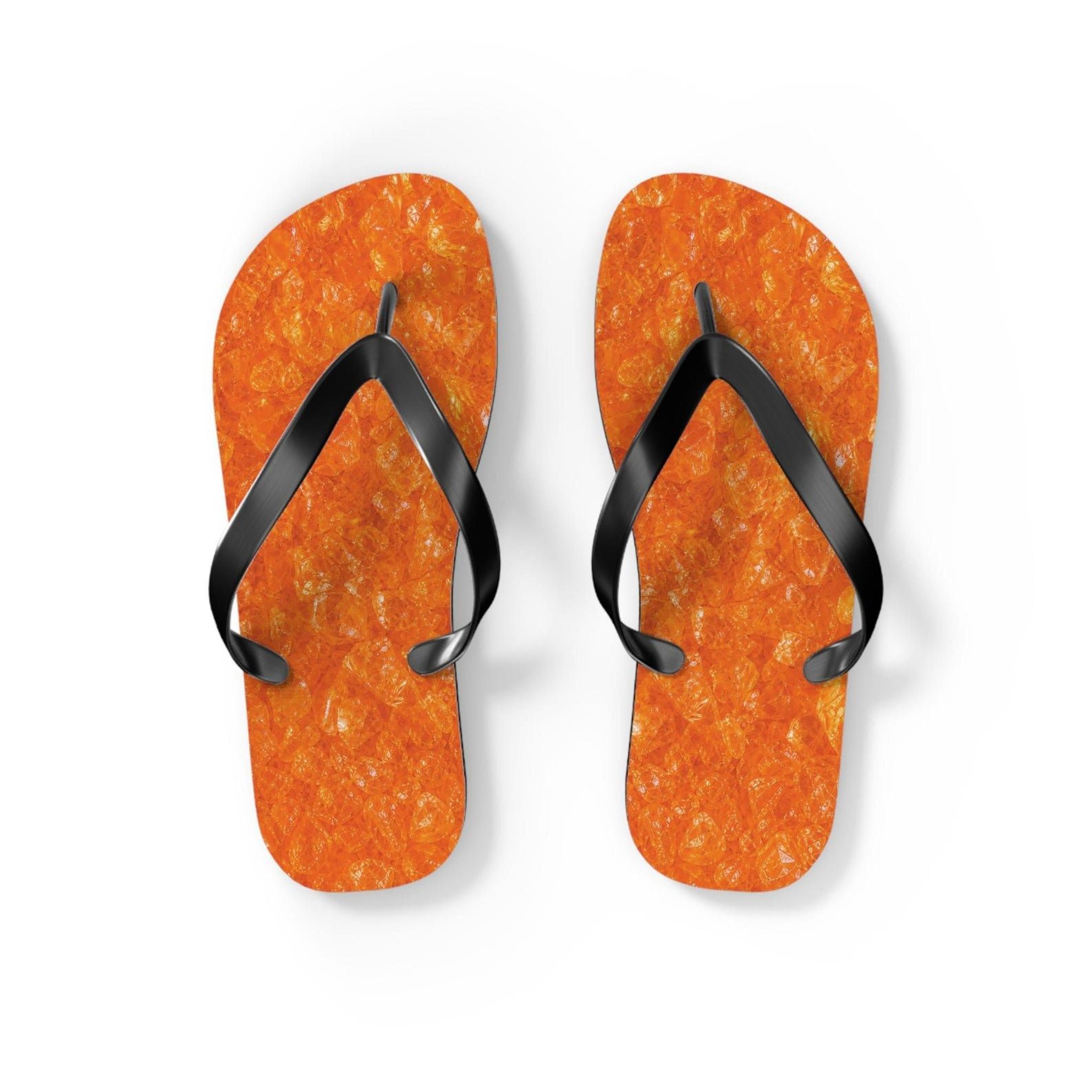 orange crystal texture flip flops for women & men | beach flip flops | summer sandals