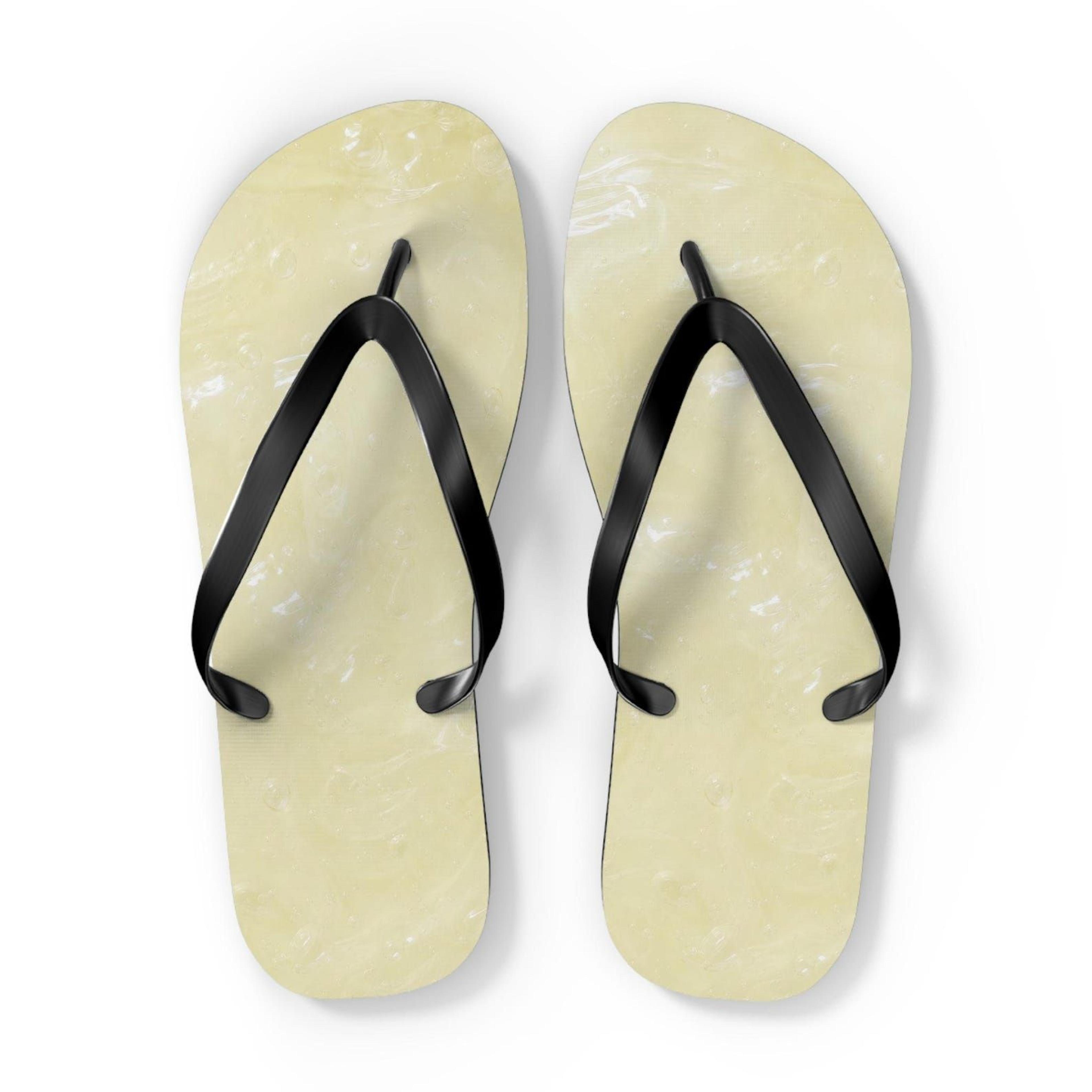 cream marble pattern flip flops for women & men | beach sandals | marble flip flops